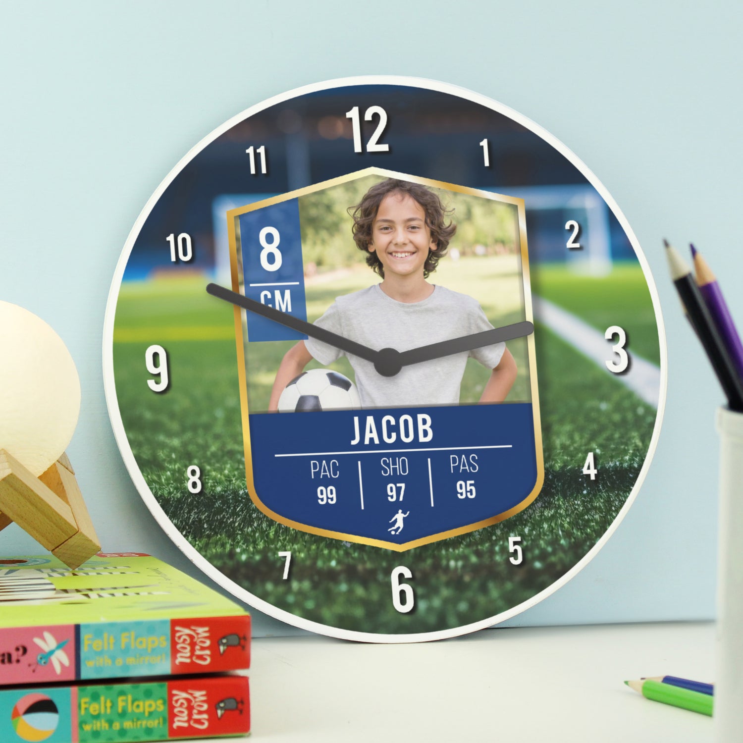 Personalised Football Photo Upload Childrens Clock - gift & personalise