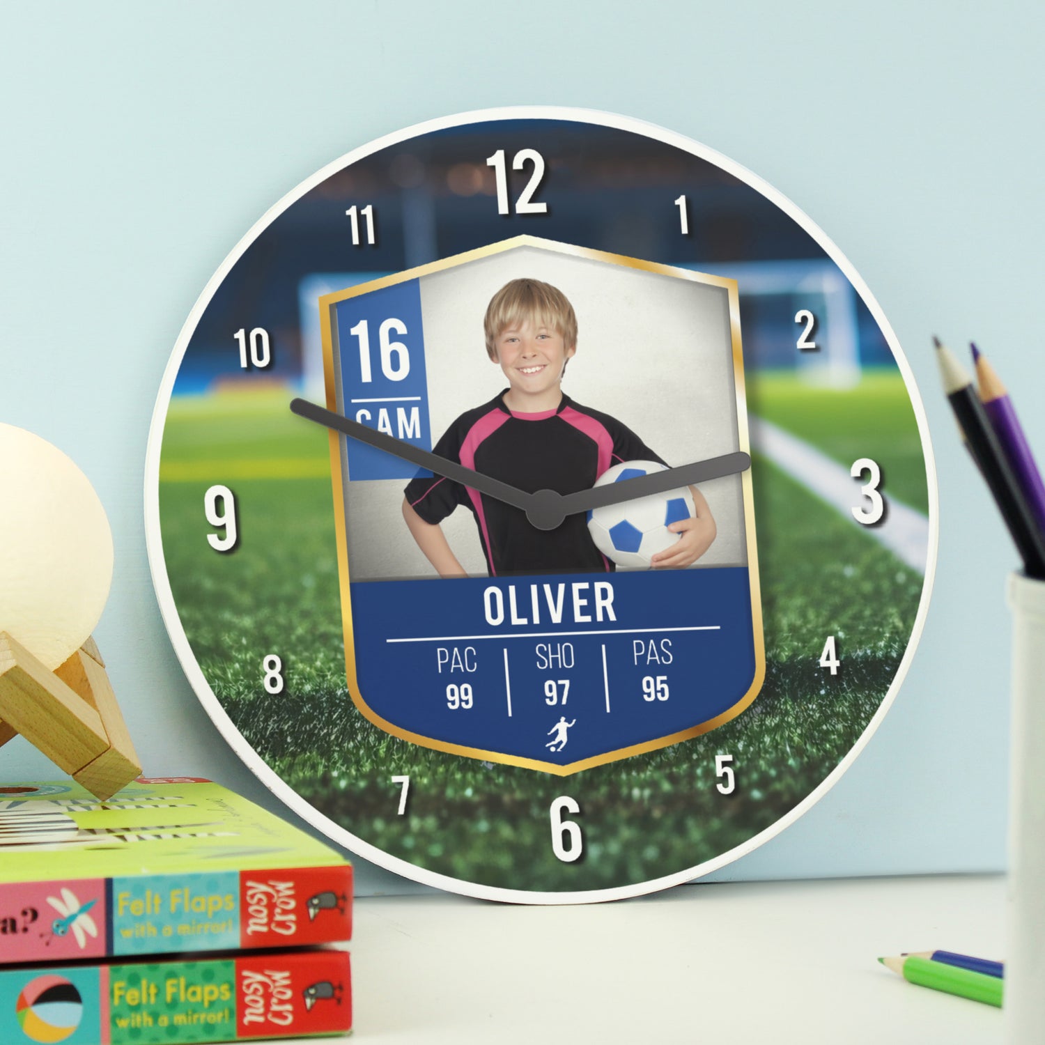 Personalised Football Photo Upload Childrens Clock - gift & personalise