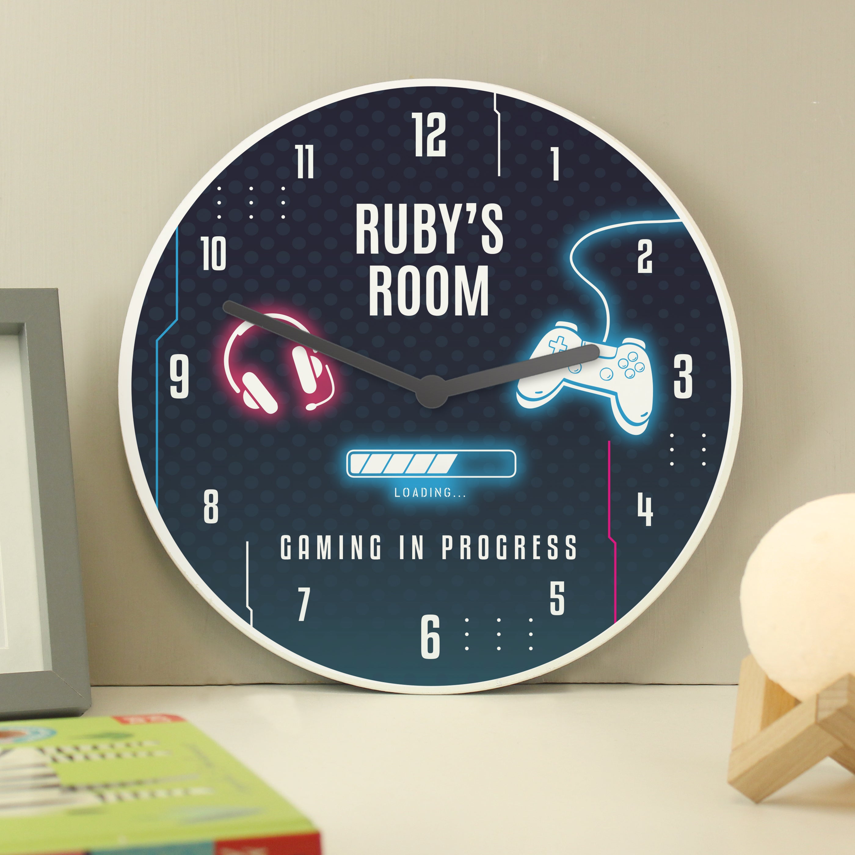 Personalised Gaming Wooden Childrens Clock - gift & personalise