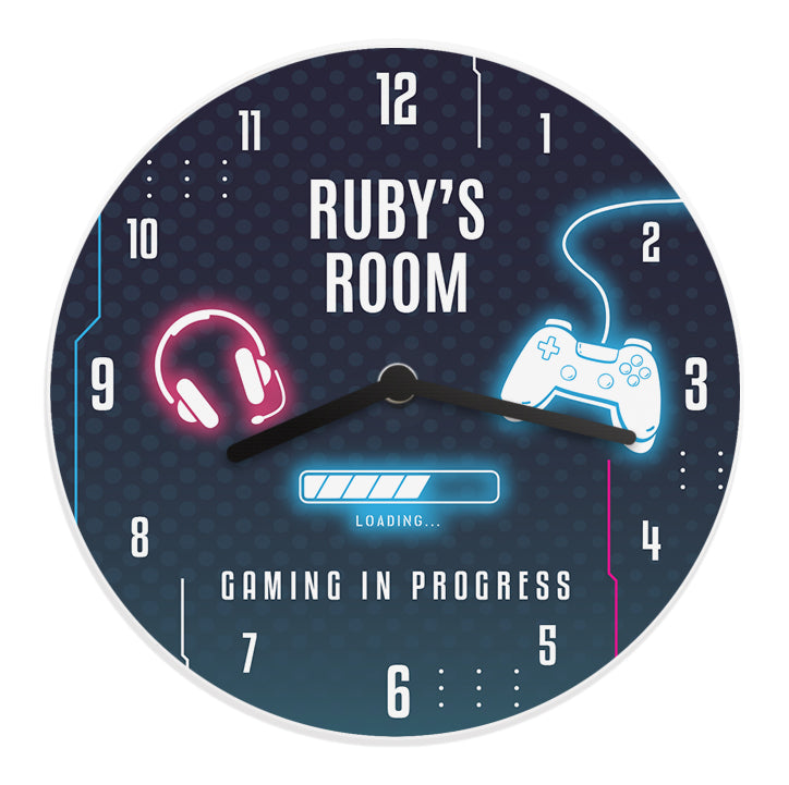 Personalised Gaming Wooden Childrens Clock - gift & personalise