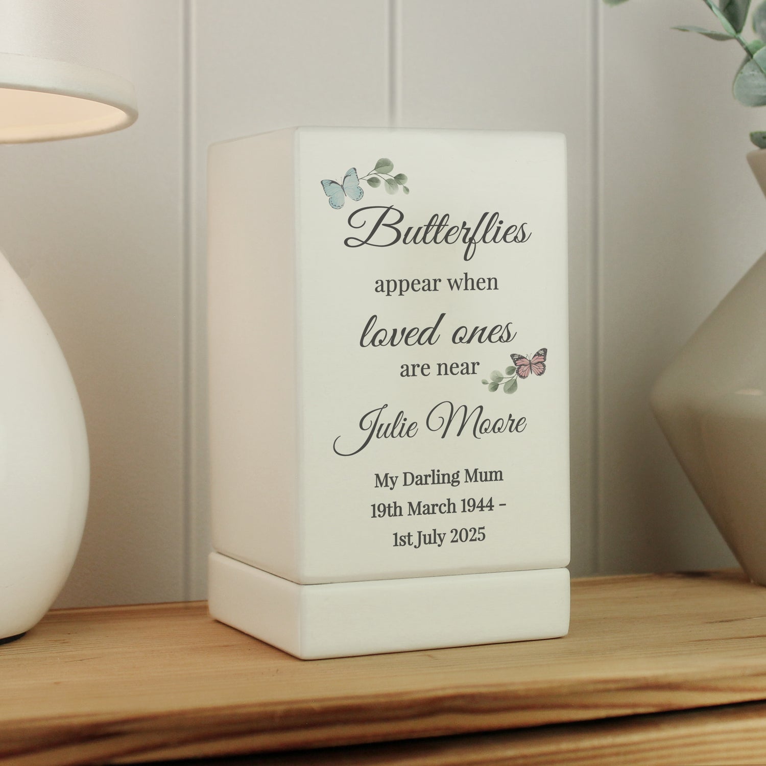 Personalised Butterflies Appear Small Wooden Urn - gift & personalise