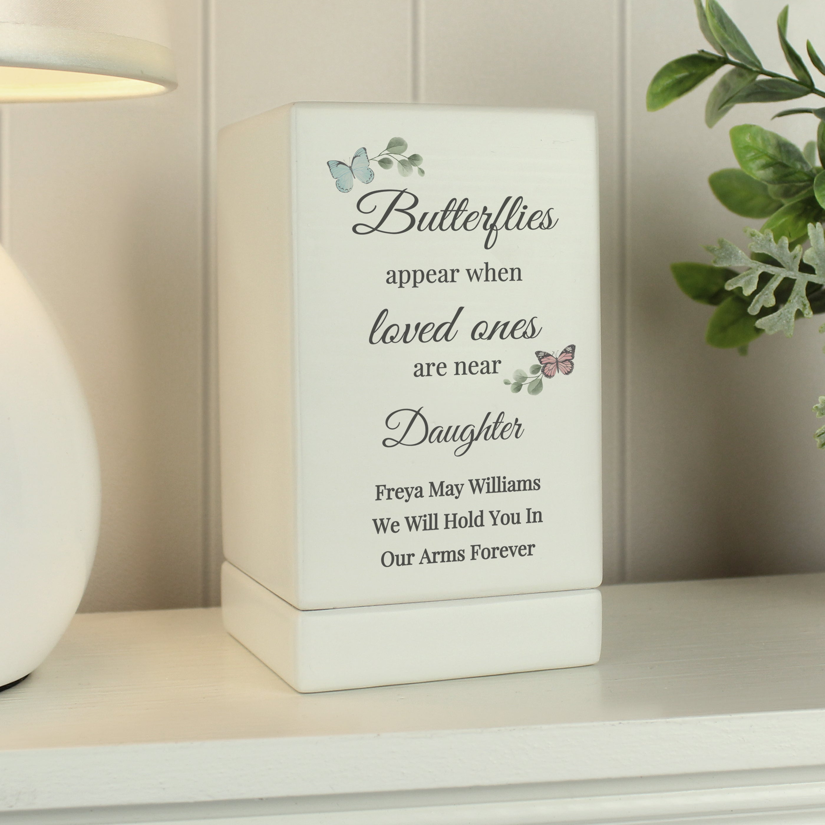 Personalised Butterflies Appear Small Wooden Urn - gift & personalise