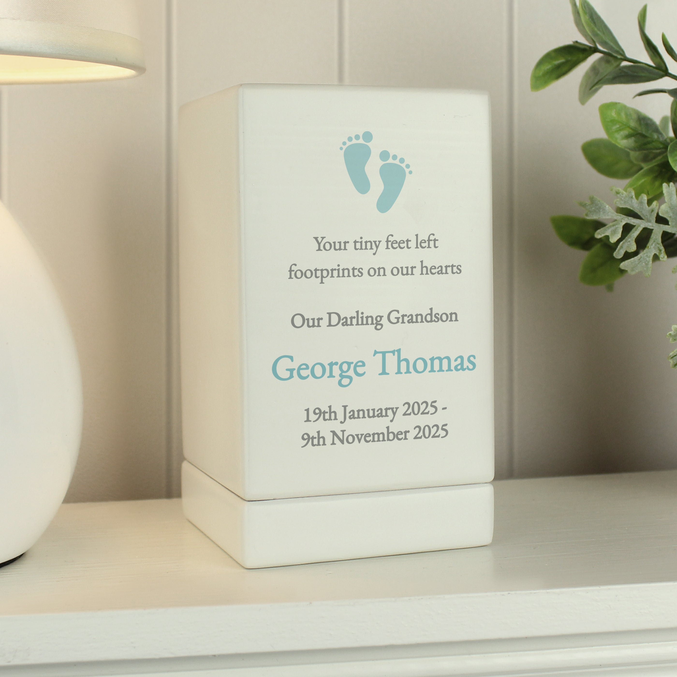 Personalised Baby Boy Small Wooden Urn - gift & personalise