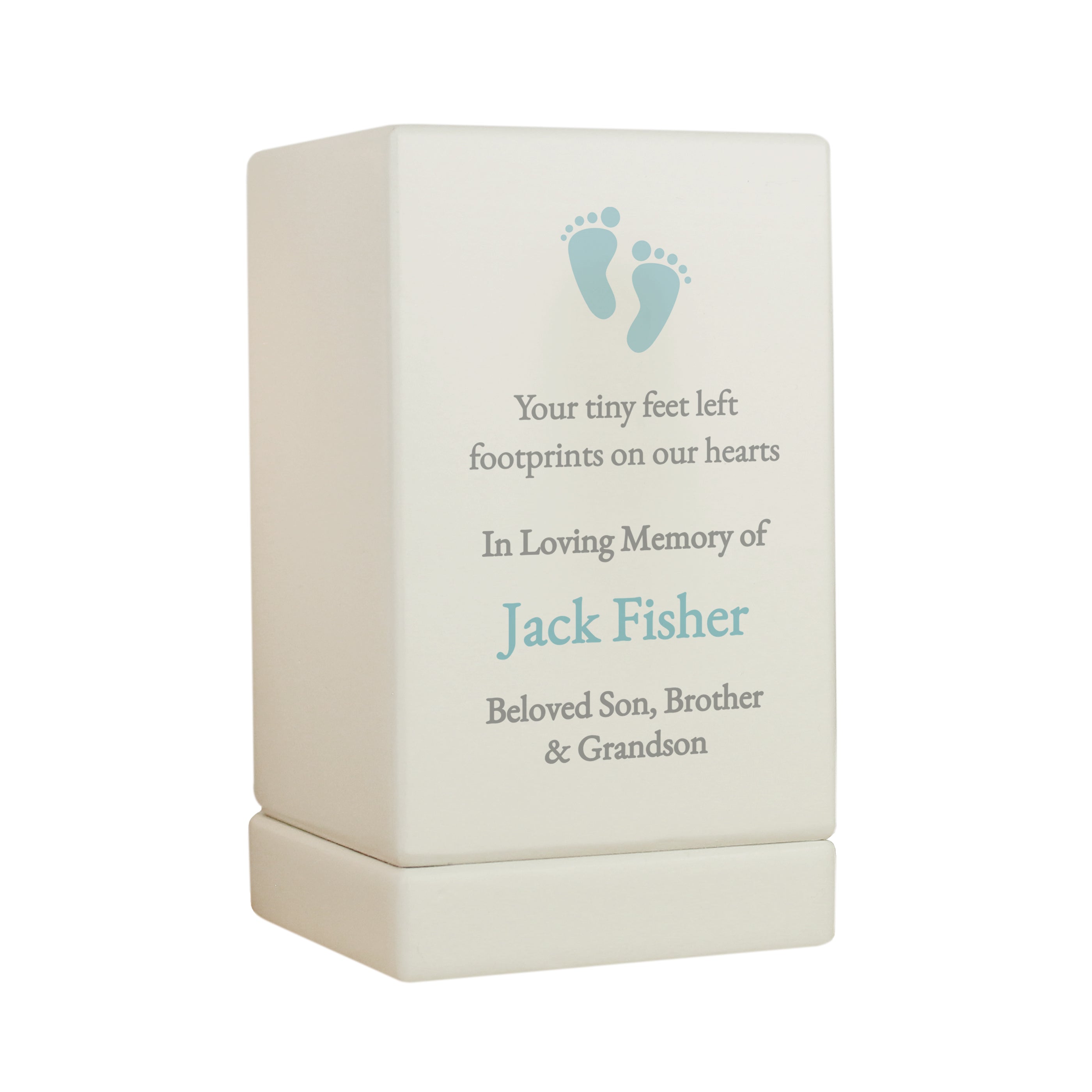 Personalised Baby Boy Small Wooden Urn - gift & personalise