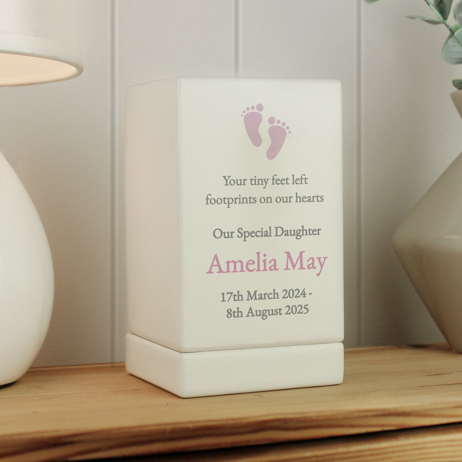 Personalised Baby Girl Small Wooden Urn - gift & personalise