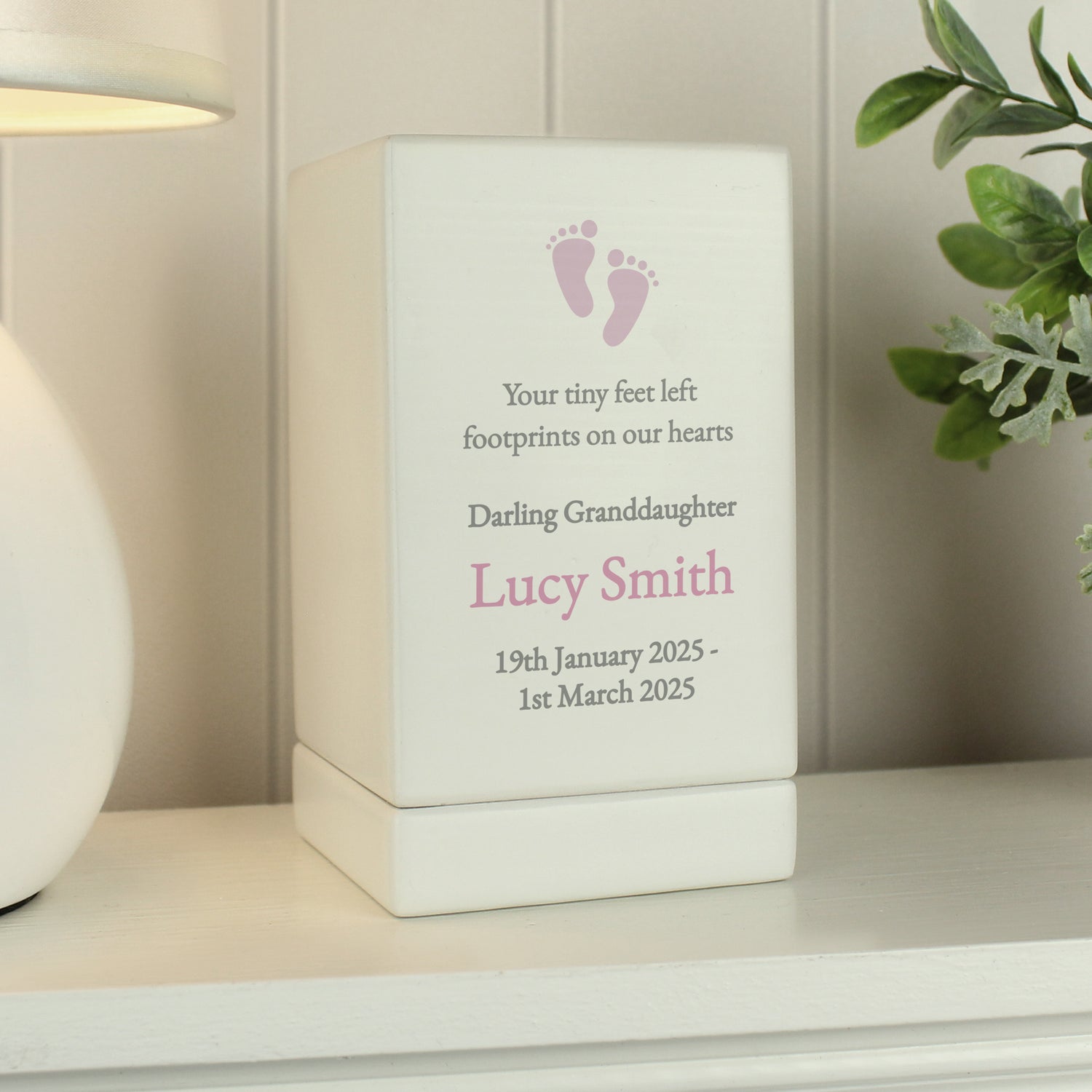 Personalised Baby Girl Small Wooden Urn - gift & personalise