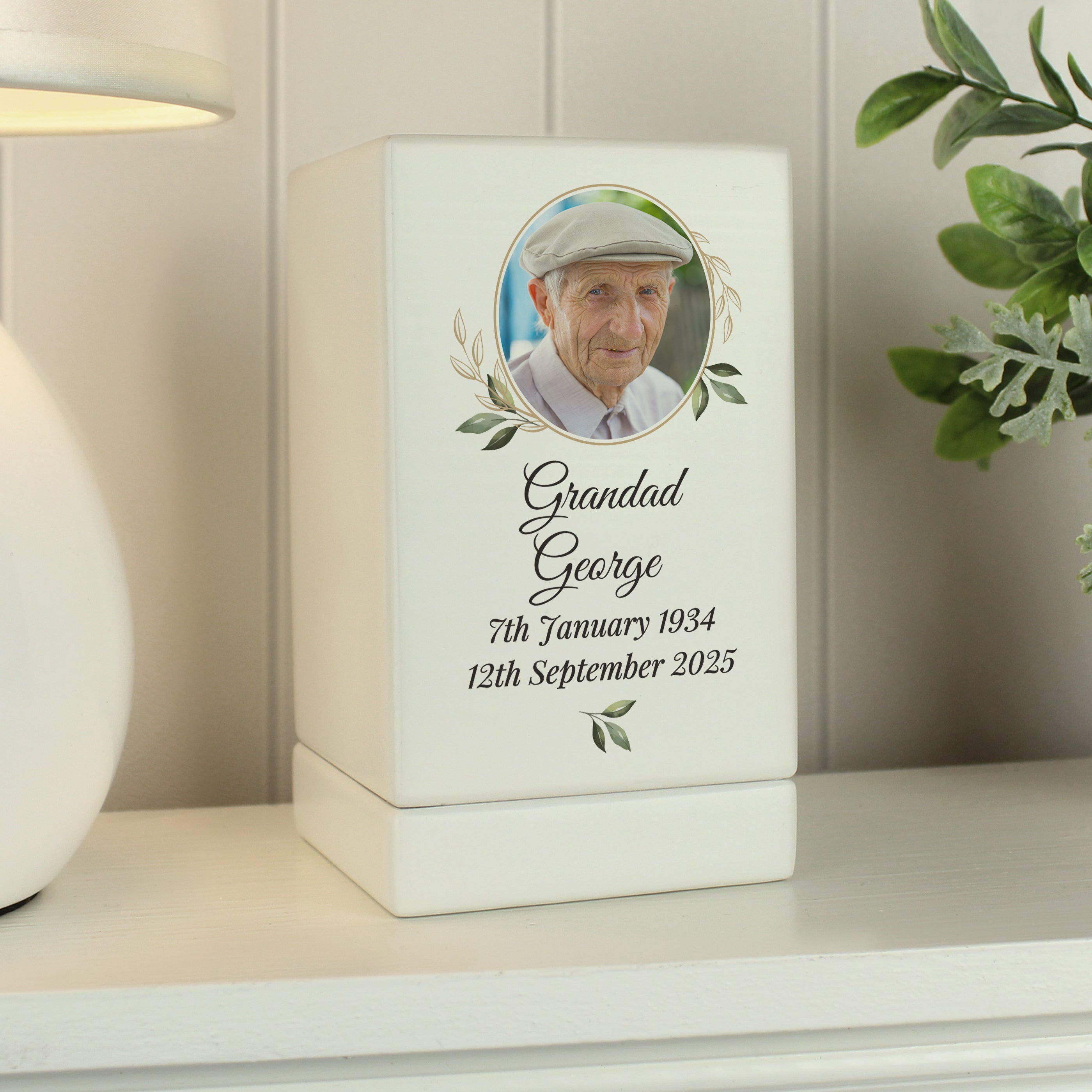 Personalised Photo Upload Small Wooden Urn - gift & personalise