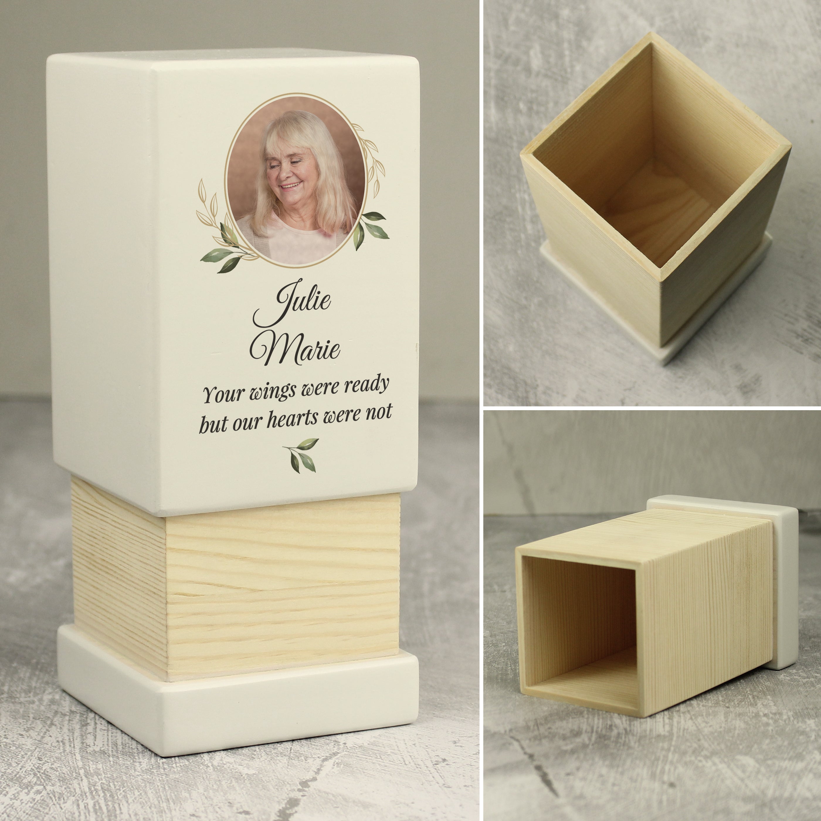 Personalised Photo Upload Small Wooden Urn - gift & personalise