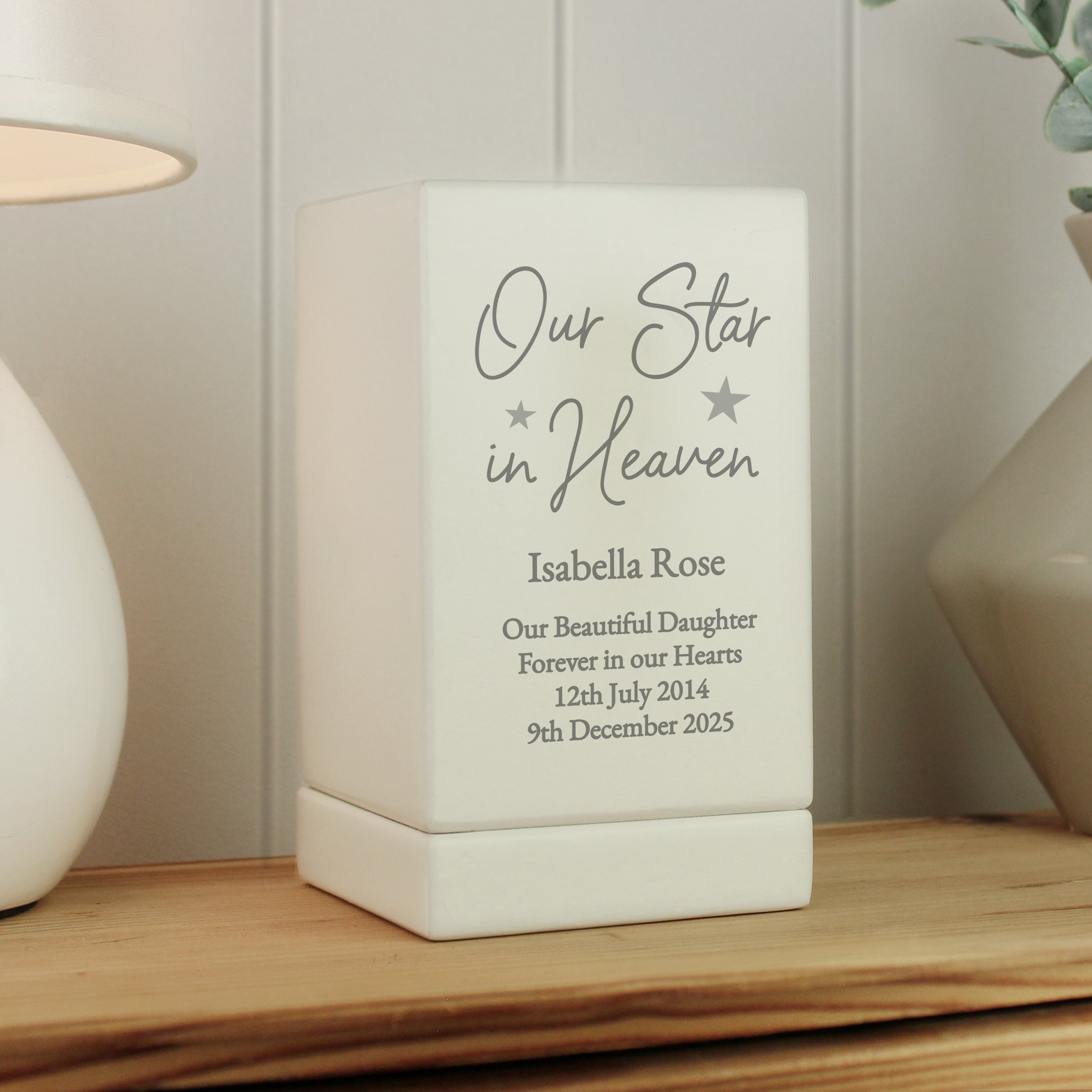 Personalised Our Star in Heaven Small Wooden Urn - gift & personalise