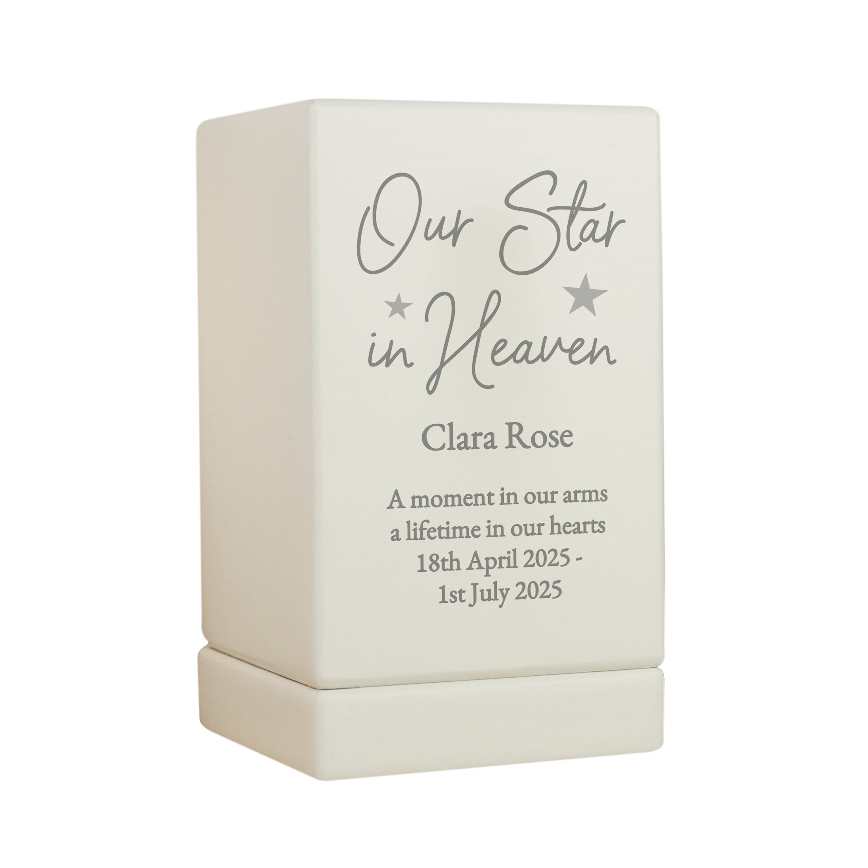 Personalised Our Star in Heaven Small Wooden Urn - gift & personalise