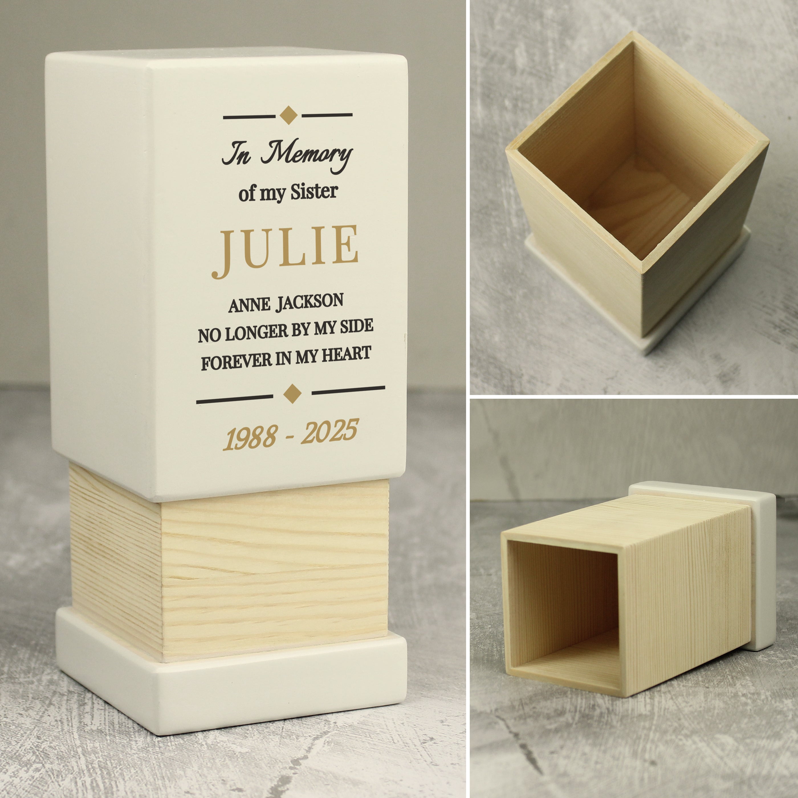 Personalised Memorial Small Wooden Urn - gift & personalise