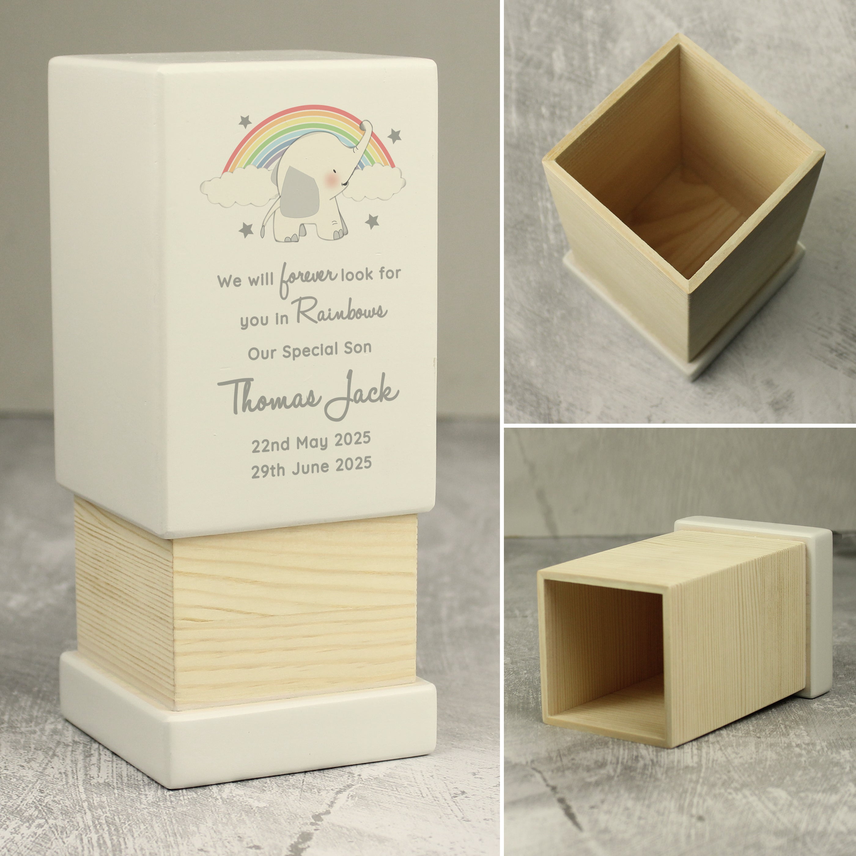 Personalised Childs Memorial Small Wooden Urn - gift & personalise