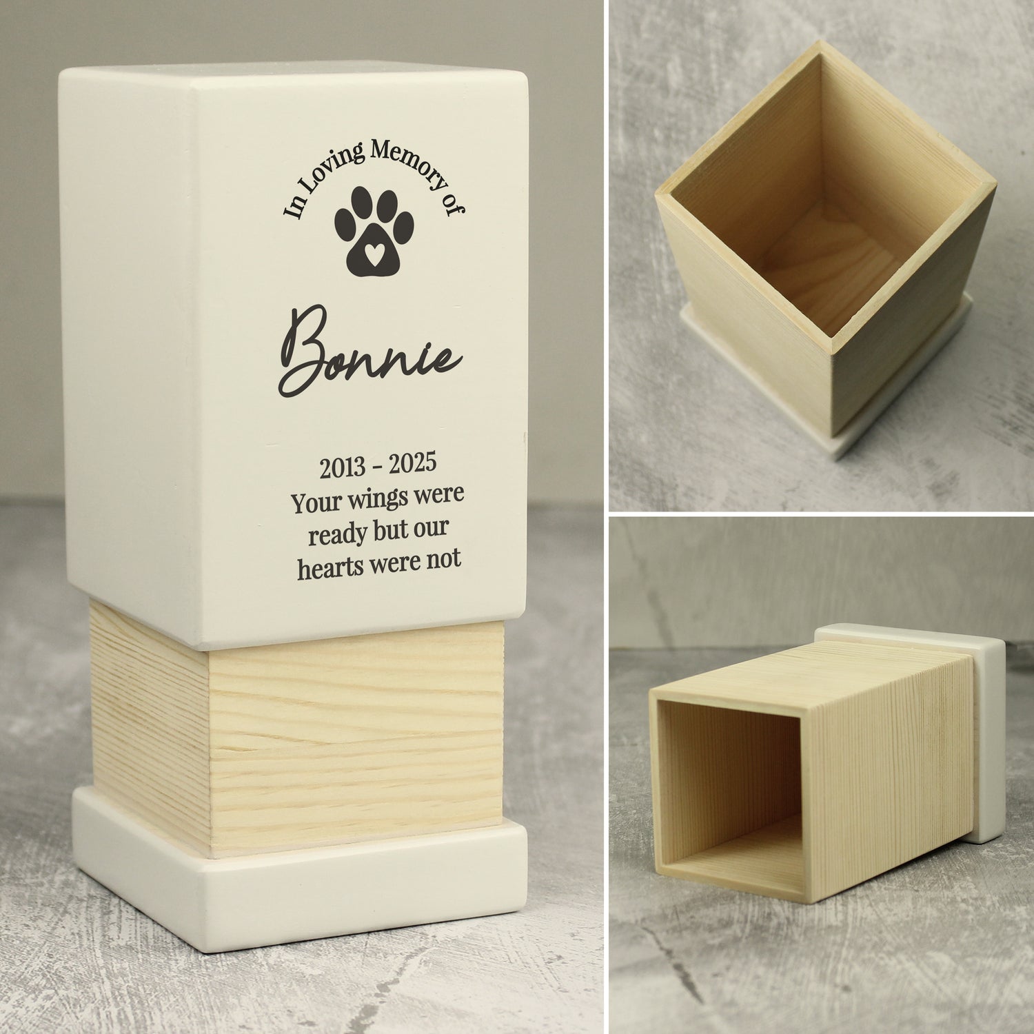 Personalised Pet Memorial Small Wooden Urn - gift & personalise