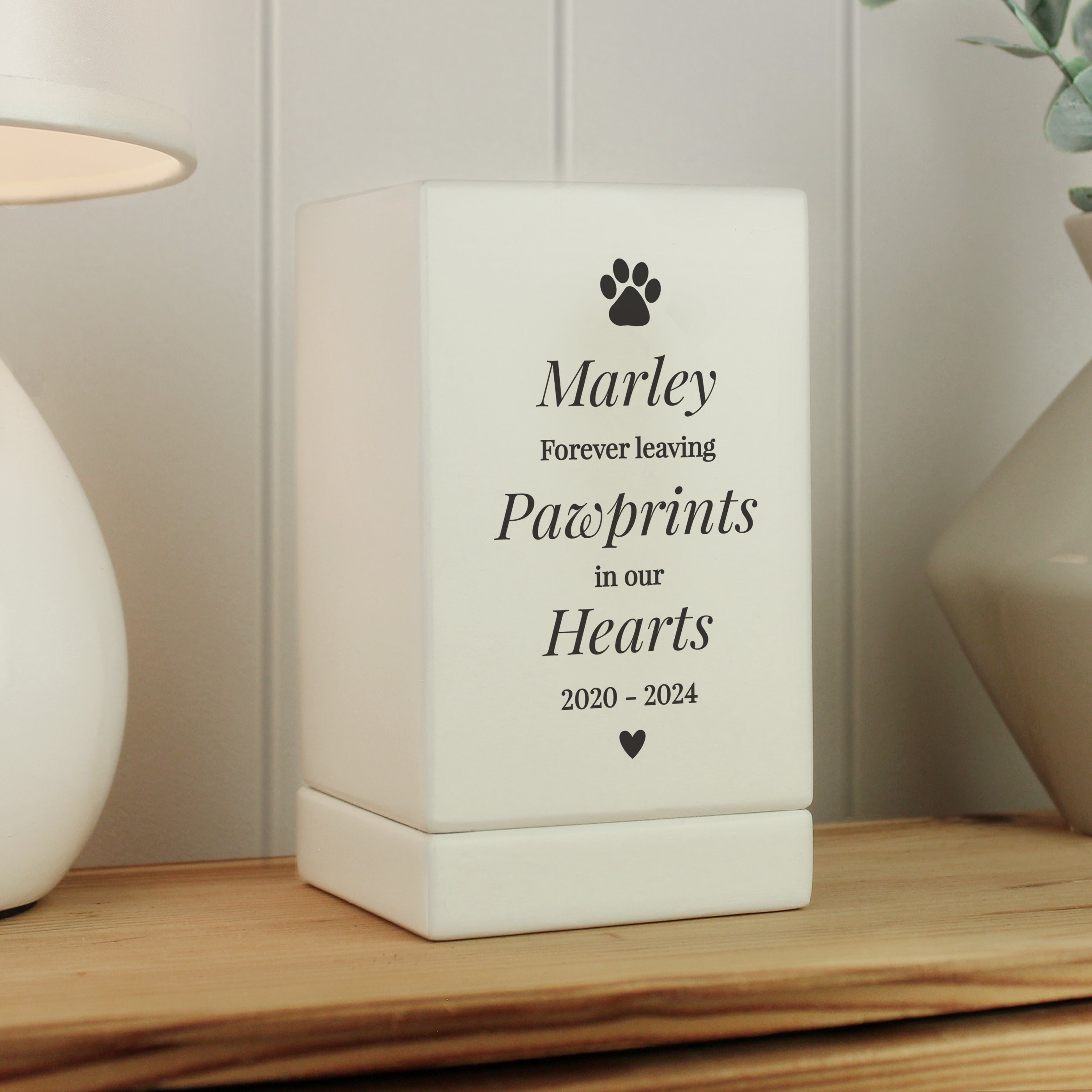 Personalised Pet Pawprints Small Wooden Urn - gift & personalise