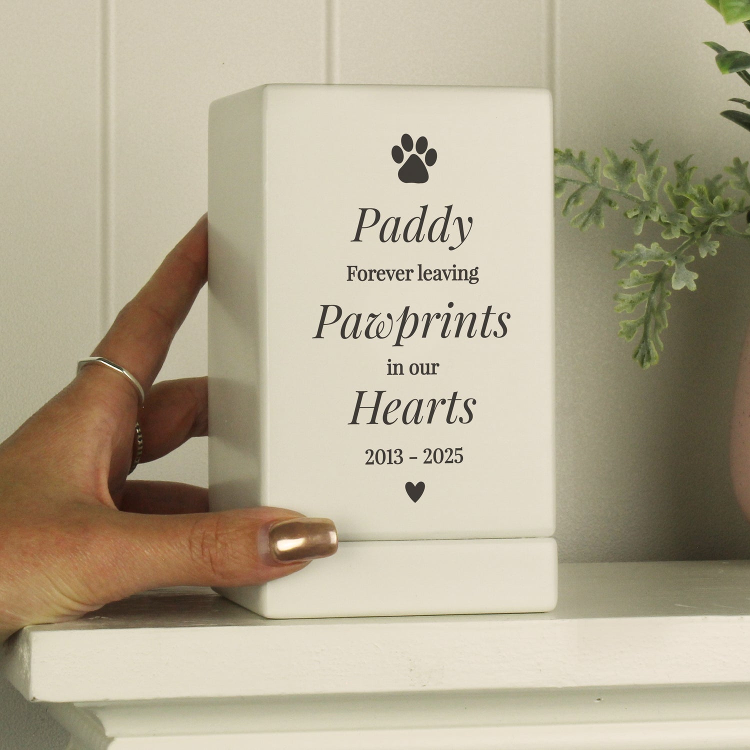 Personalised Pet Pawprints Small Wooden Urn - gift & personalise