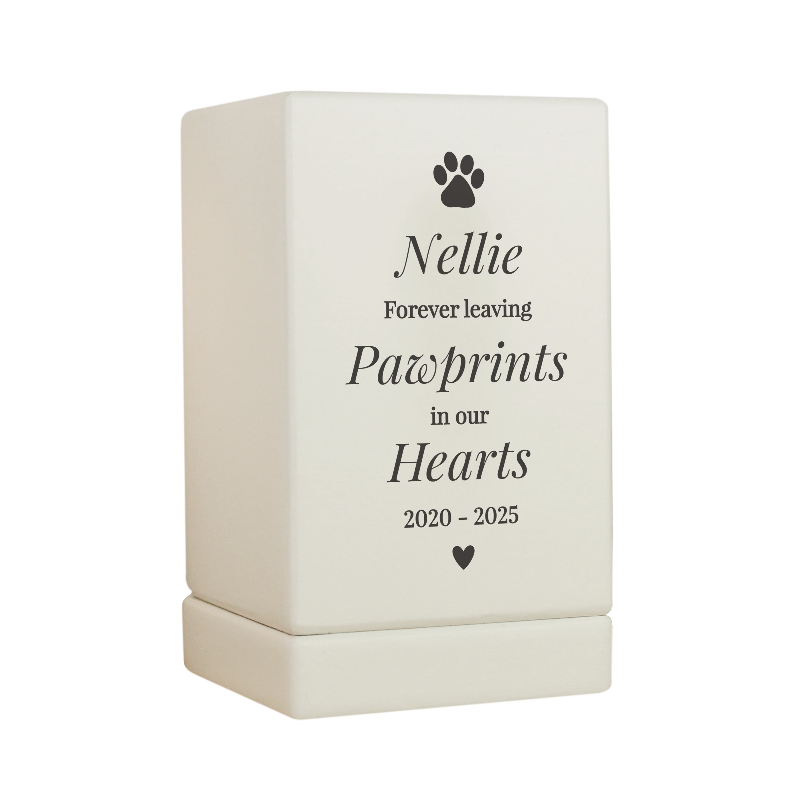 Personalised Pet Pawprints Small Wooden Urn - gift & personalise