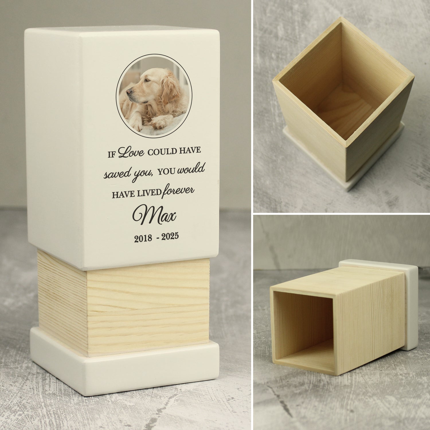 Personalised Pet Photo Upload Small Wooden Urn - gift & personalise