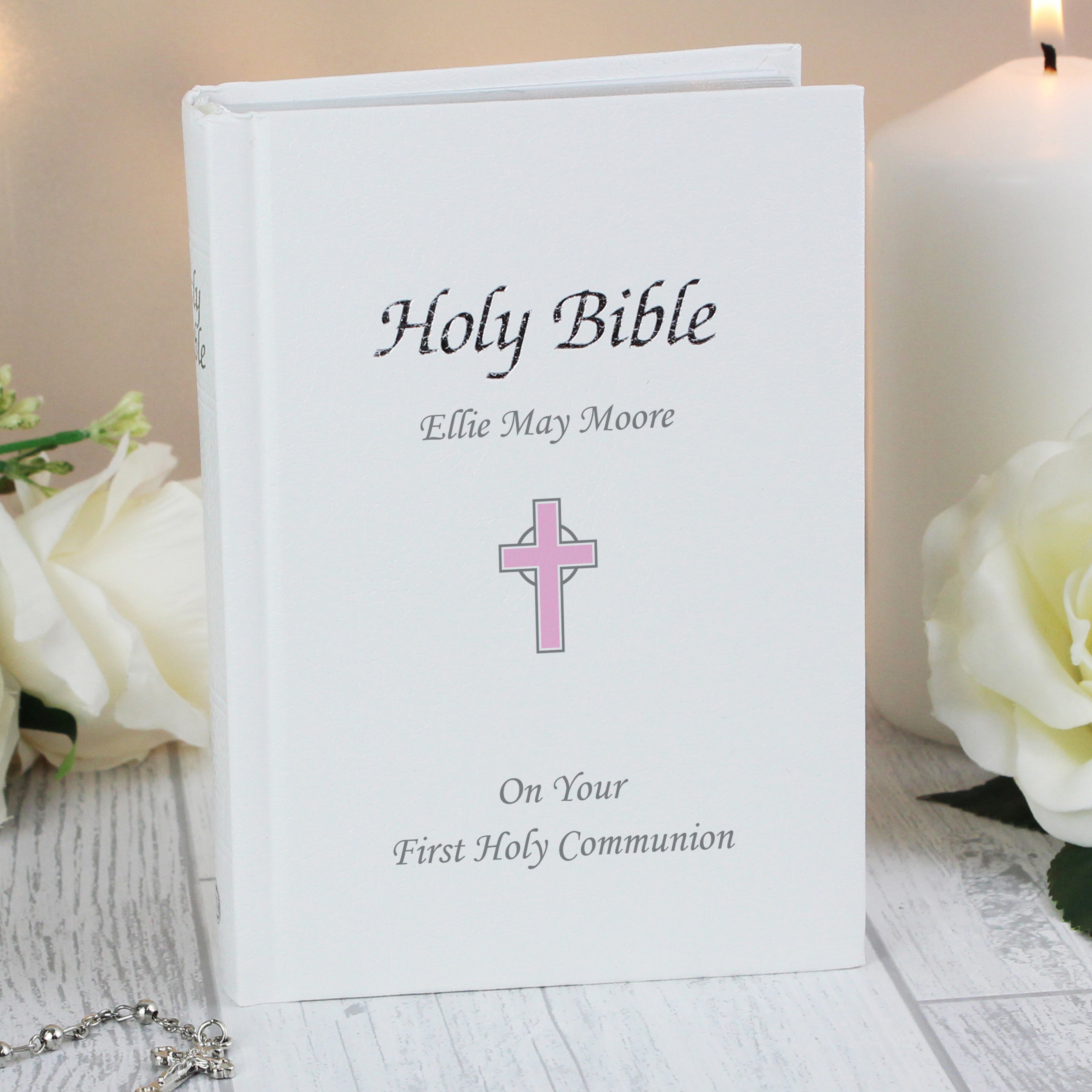 Personalised Pink Cross Bible - gift & personalise