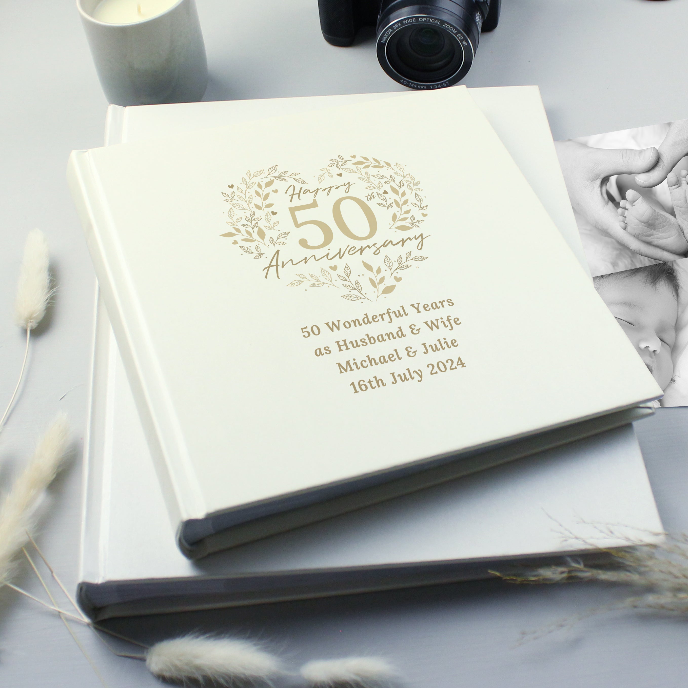 Personalised 50th Golden Wedding Anniversary Photo Album - gift & personalise