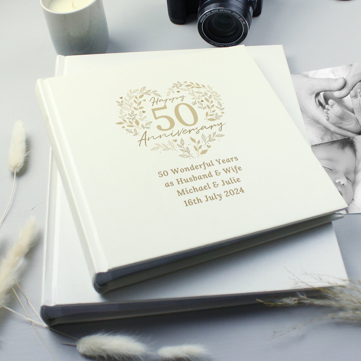 Personalised 50th Golden Wedding Anniversary Photo Album - gift & personalise