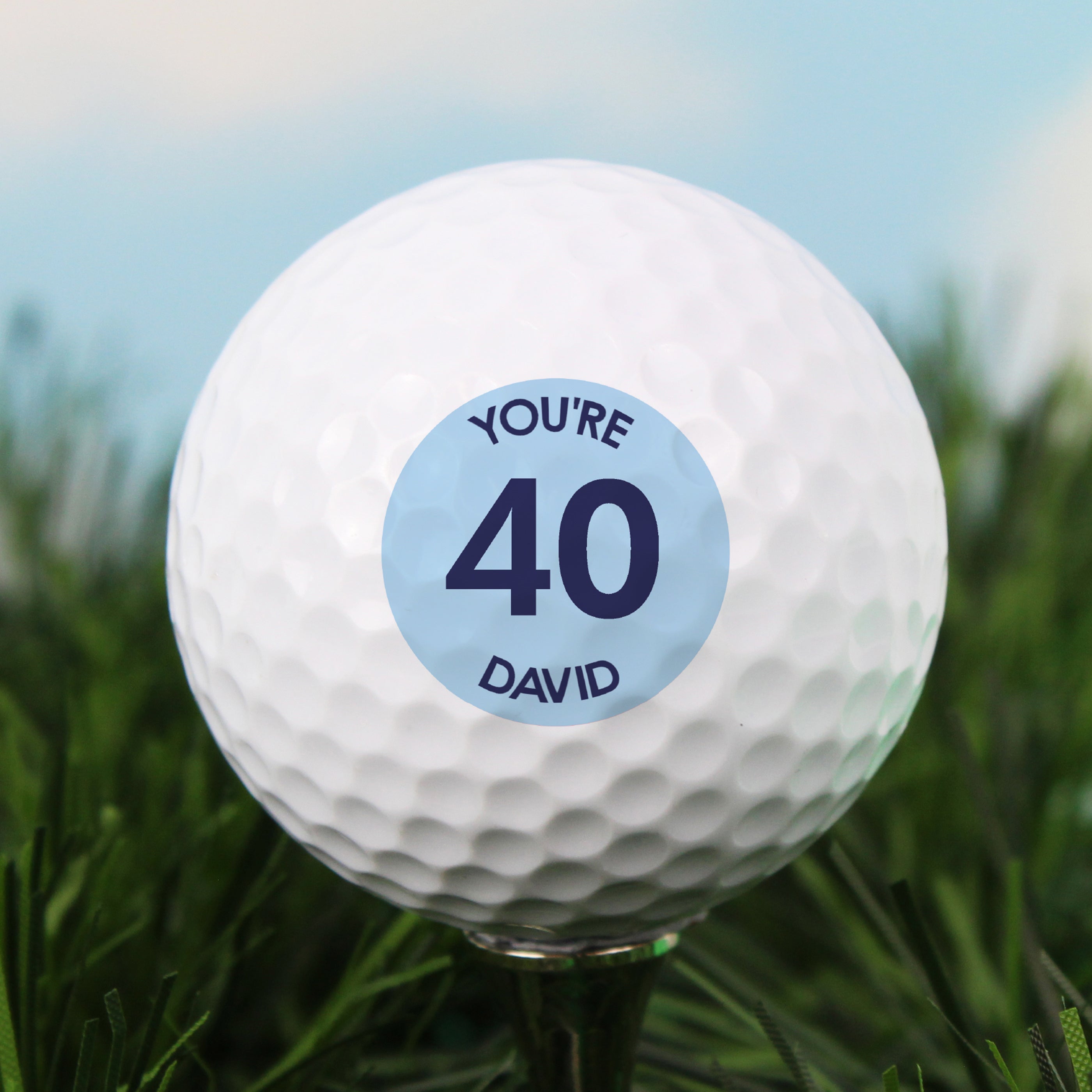 Personalised Blue Big Age Golf Ball - gift & personalise