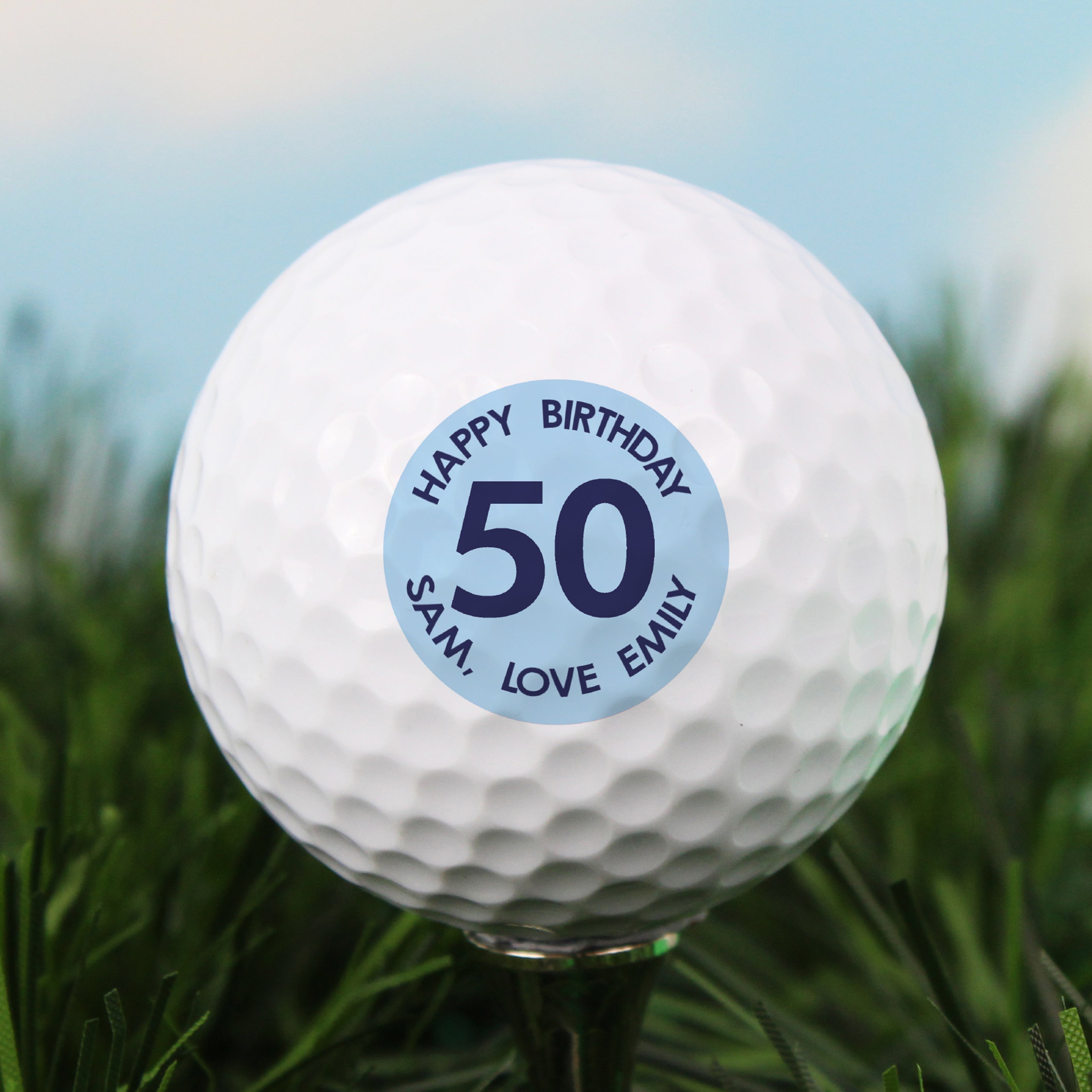 Personalised Blue Big Age Golf Ball - gift & personalise