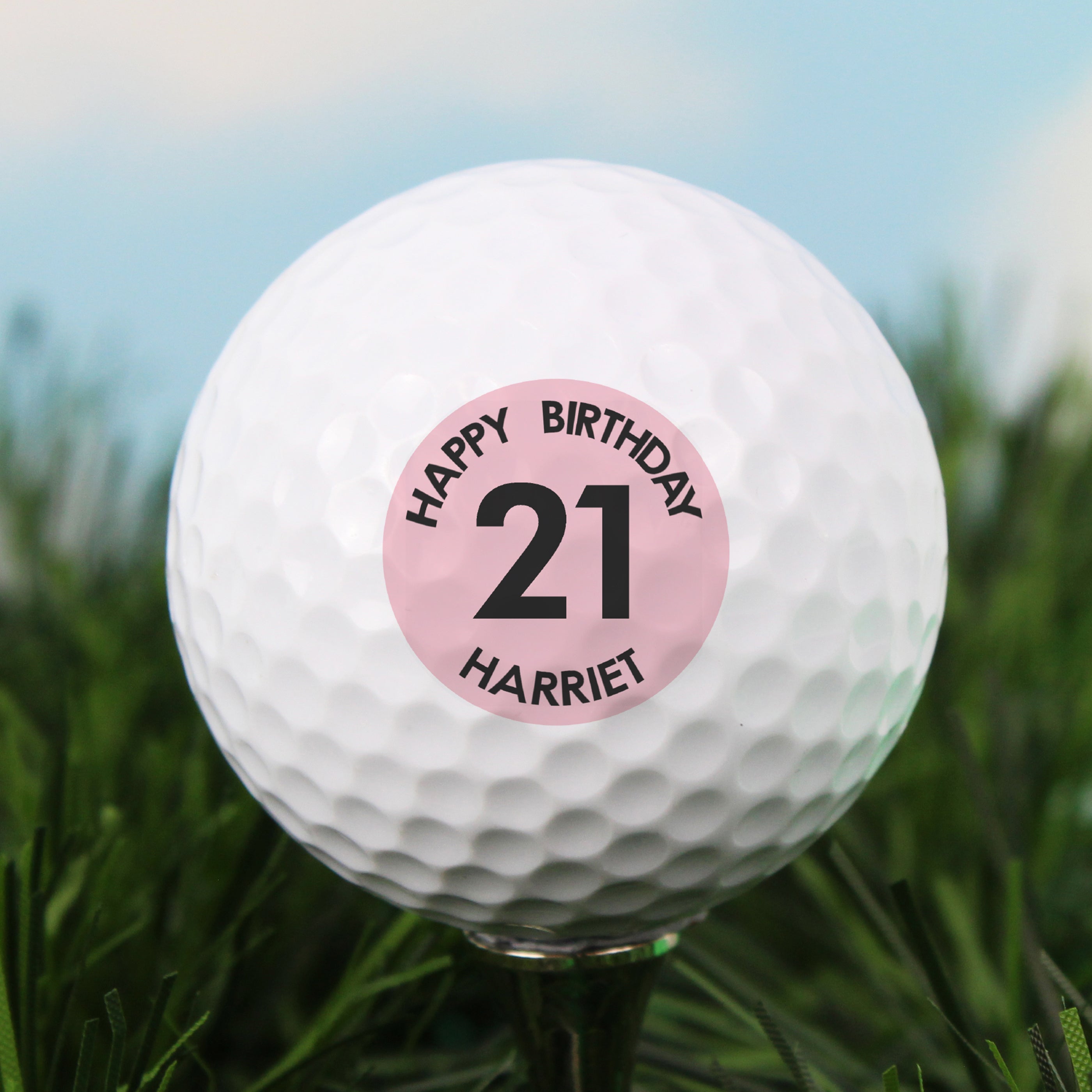 Personalised Pink Big Age Golf Ball - gift & personalise