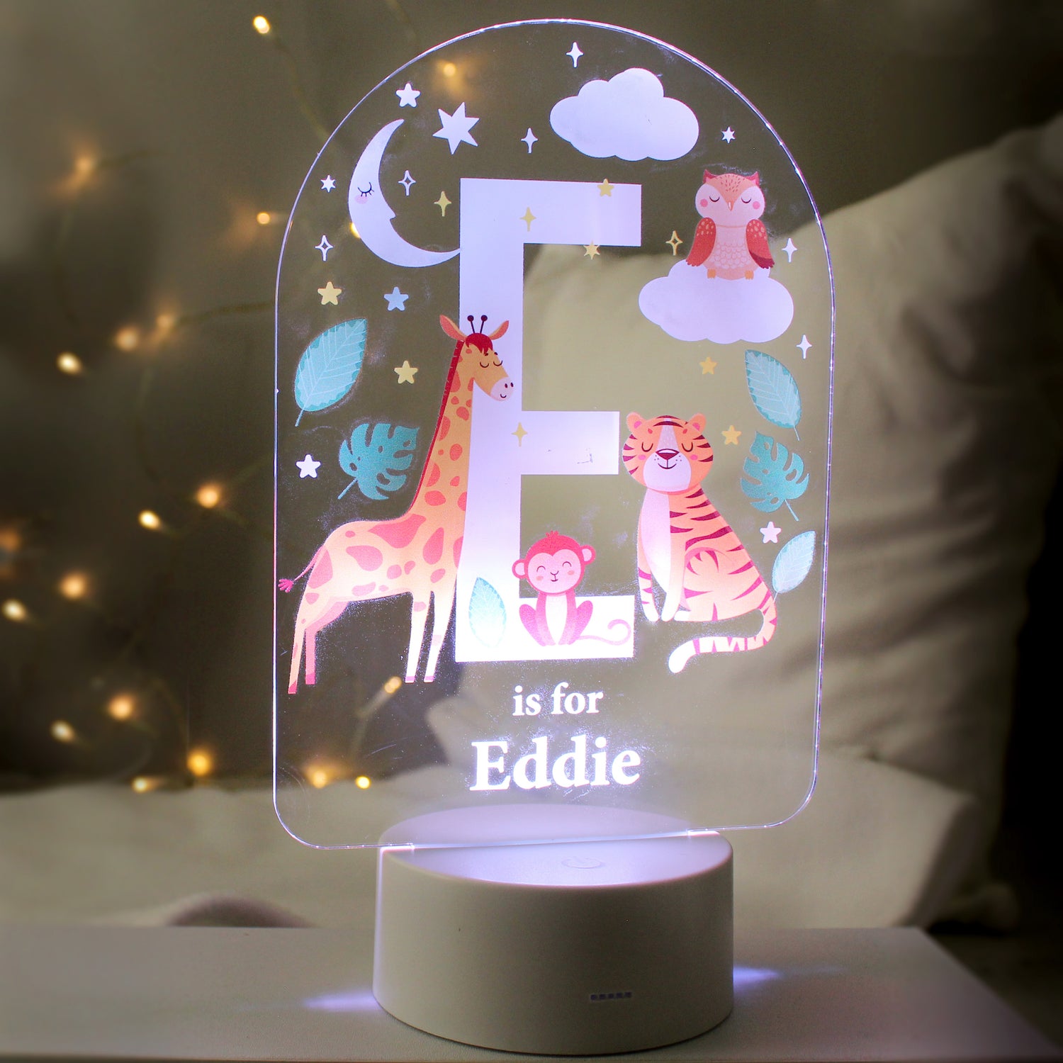 Personalised Animal Alphabet LED Colour Changing Night Light - gift & personalise