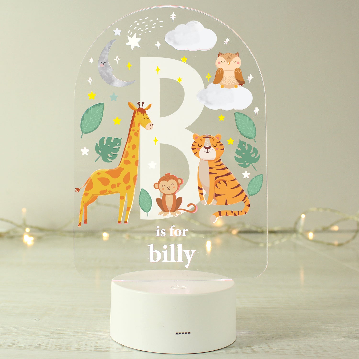 Personalised Animal Alphabet LED Colour Changing Night Light - gift & personalise