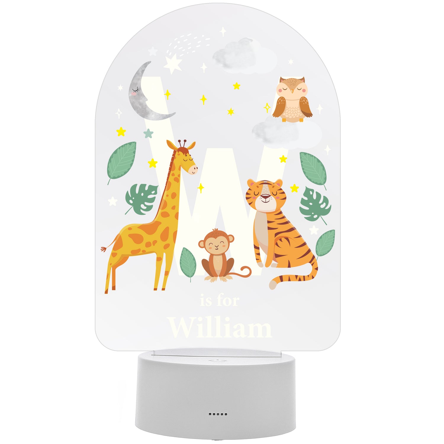 Personalised Animal Alphabet LED Colour Changing Night Light - gift & personalise