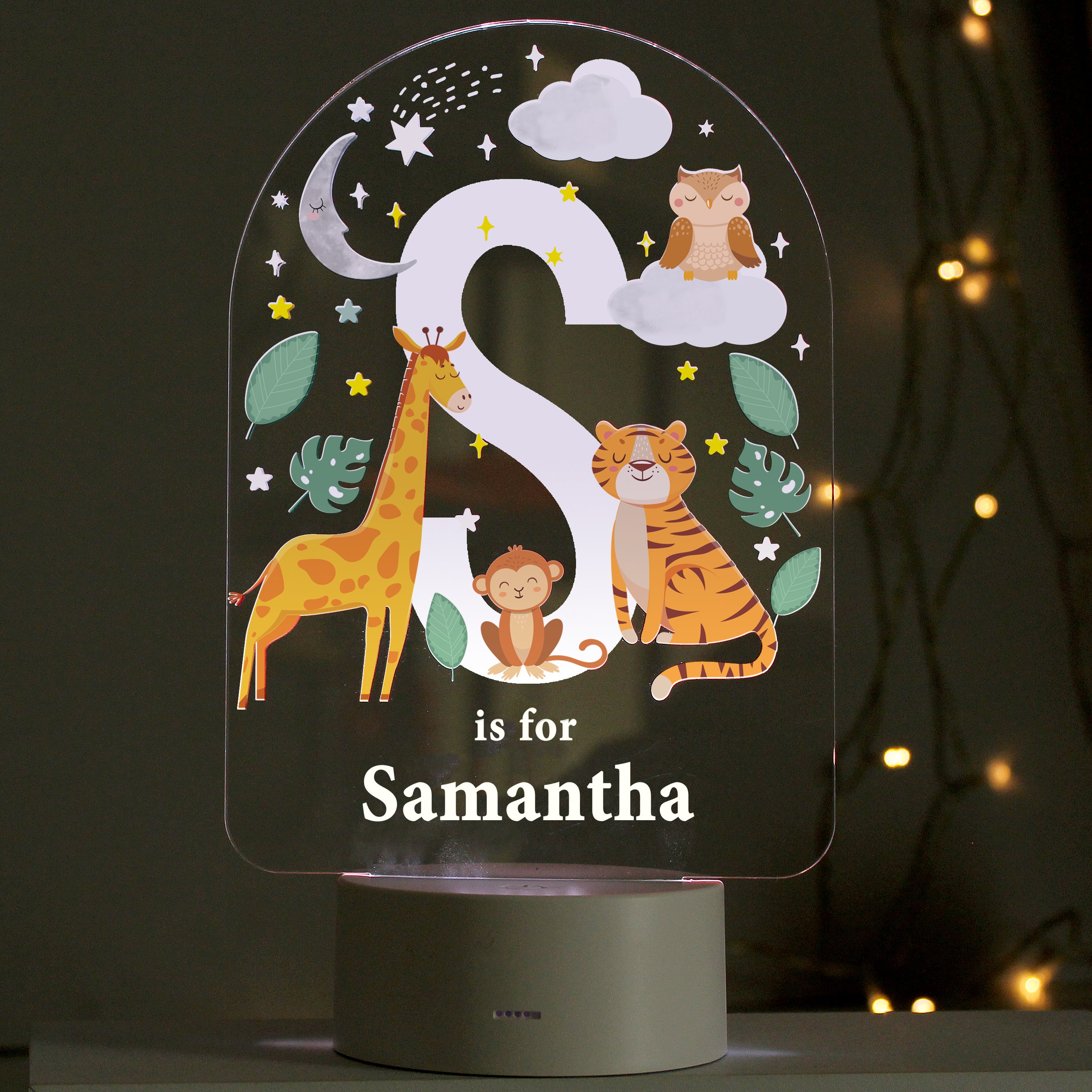 Personalised Animal Alphabet LED Colour Changing Night Light - gift & personalise