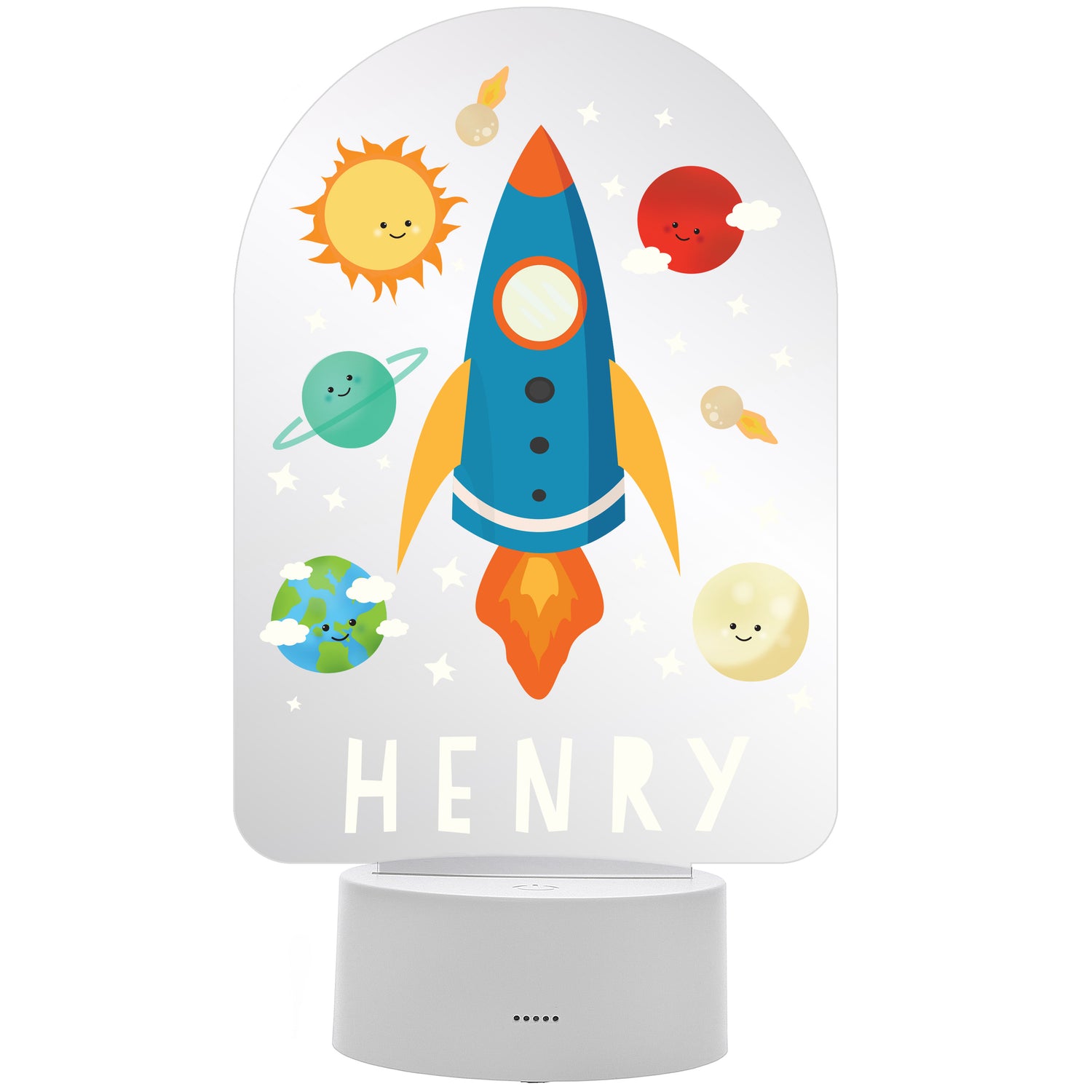 Personalised Space Rocket LED Colour Changing Night Light - gift & personalise