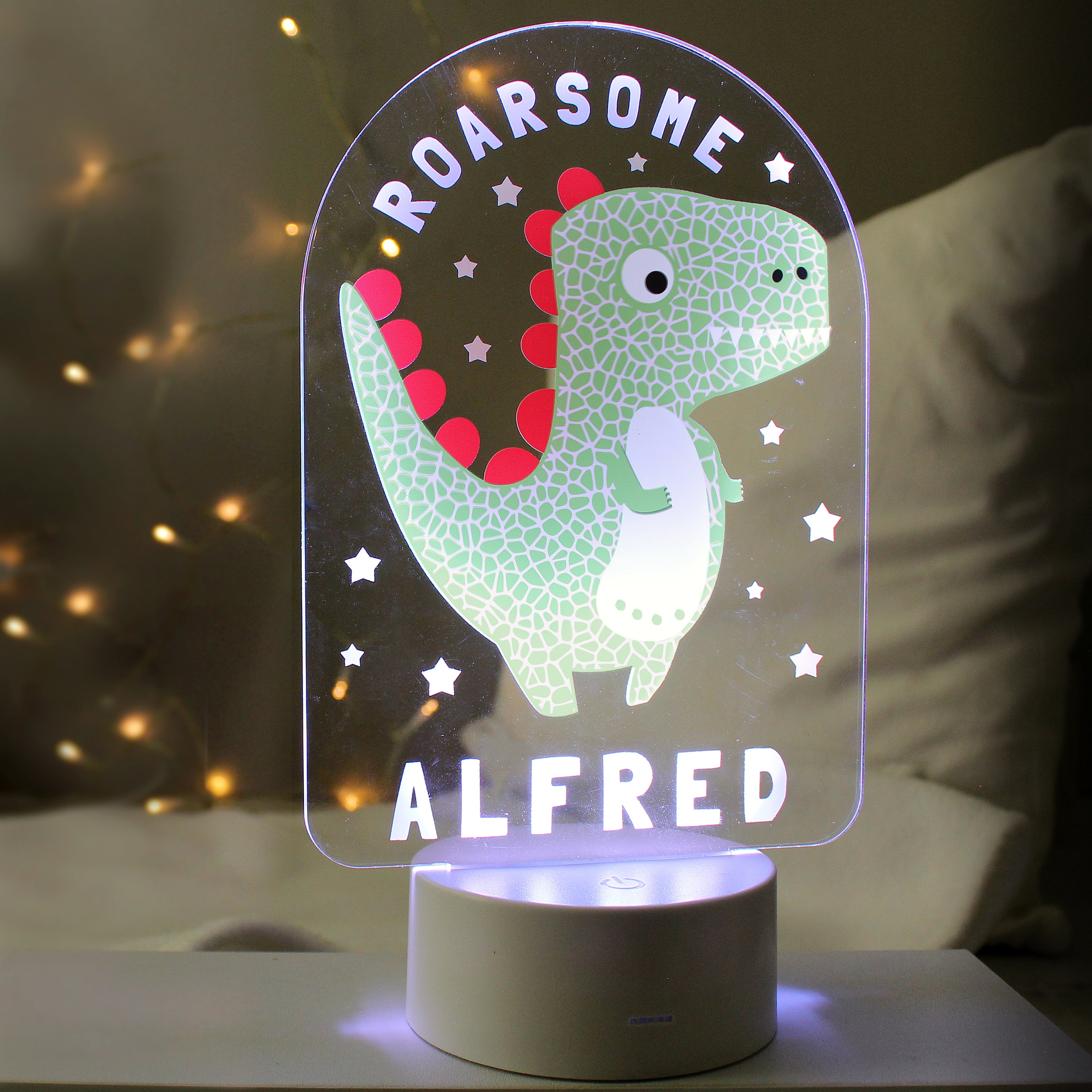 Personalised Roarsome Dinosaur LED Colour Changing Night Light - gift & personalise