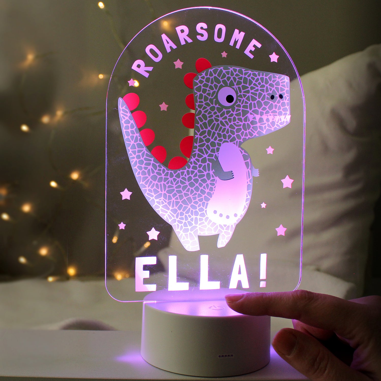 Personalised Roarsome Dinosaur LED Colour Changing Night Light - gift & personalise