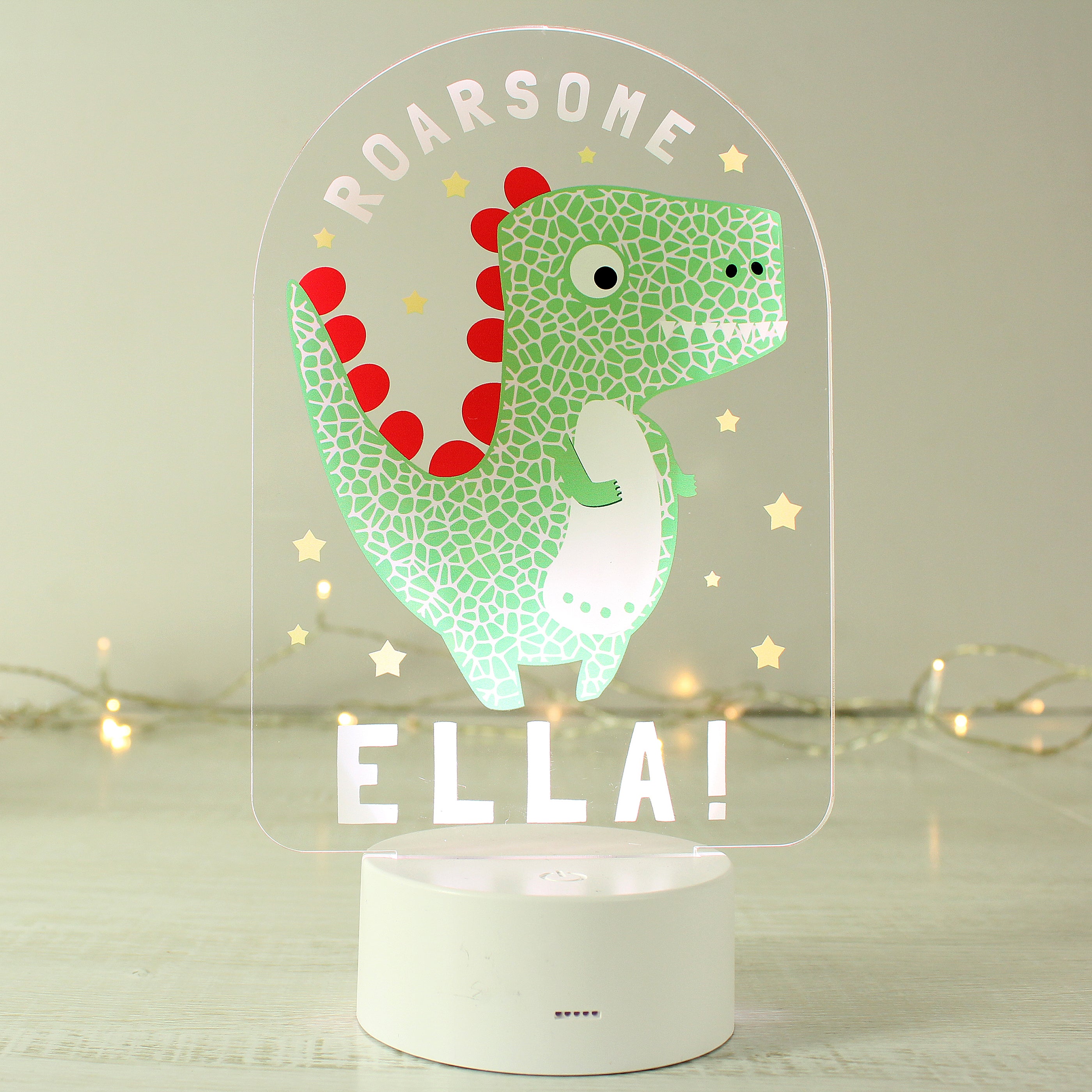 Personalised Roarsome Dinosaur LED Colour Changing Night Light - gift & personalise