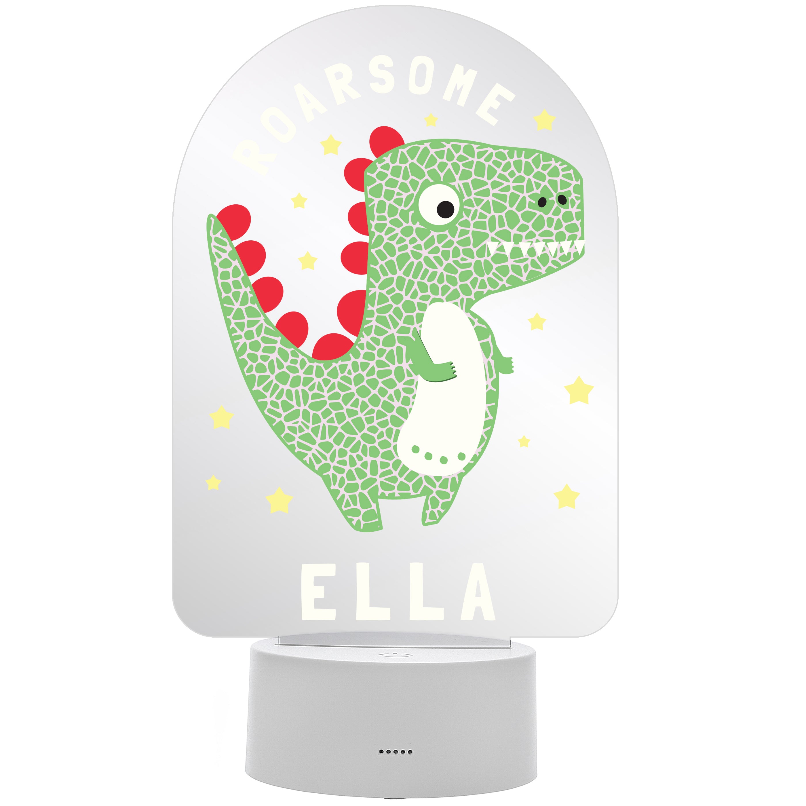 Personalised Roarsome Dinosaur LED Colour Changing Night Light - gift & personalise