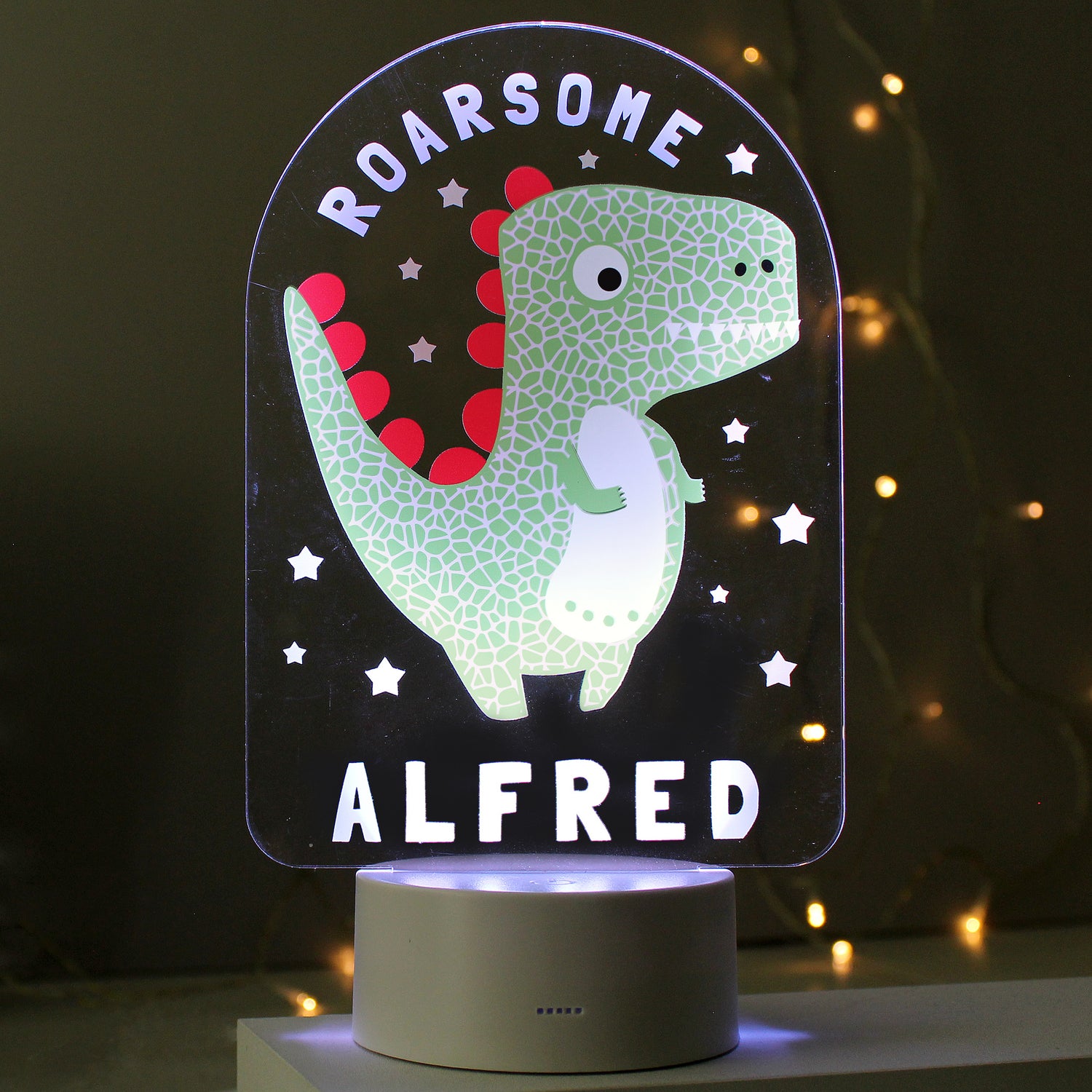 Personalised Roarsome Dinosaur LED Colour Changing Night Light - gift & personalise