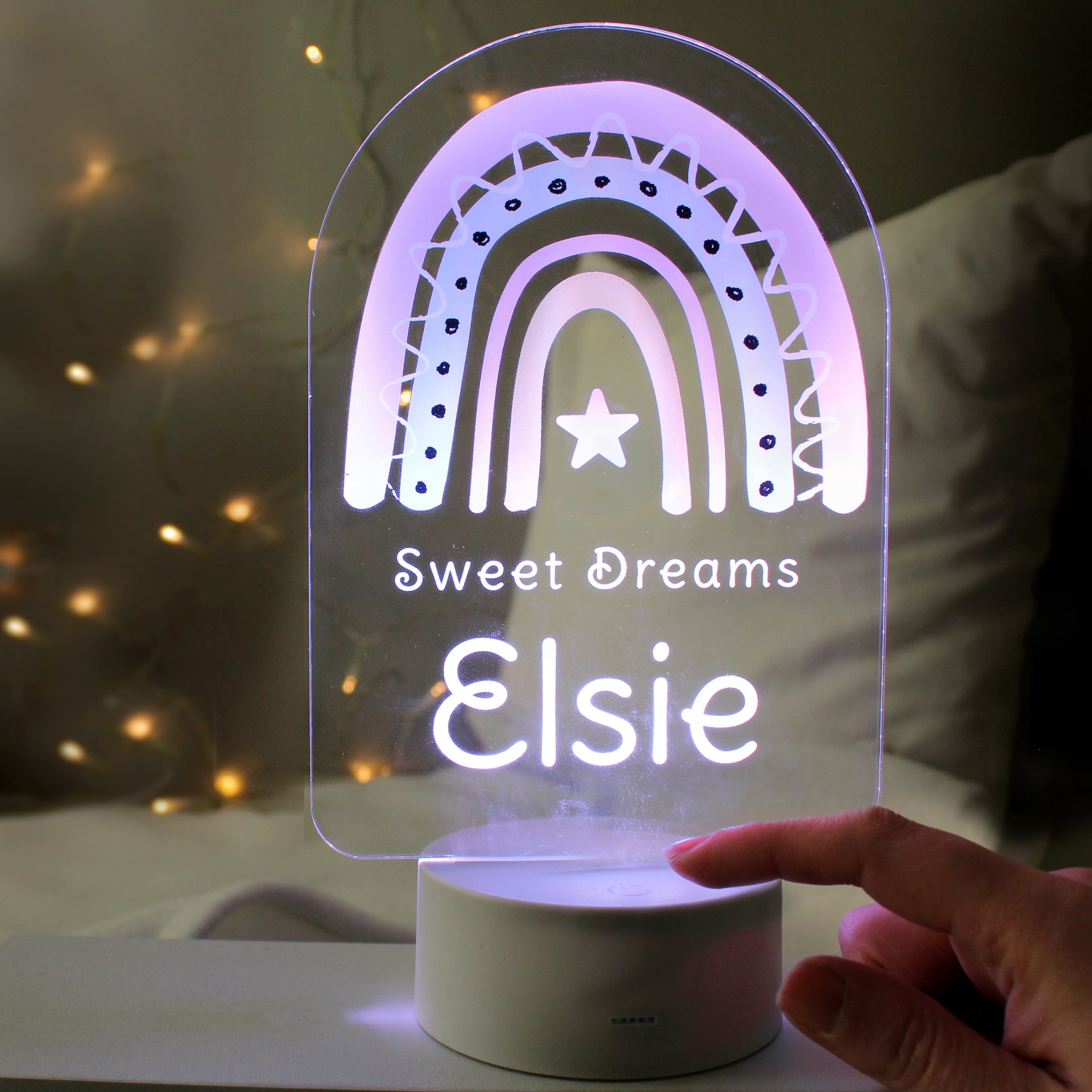 Personalised Pink Rainbow LED Colour Changing Night Light - gift & personalise