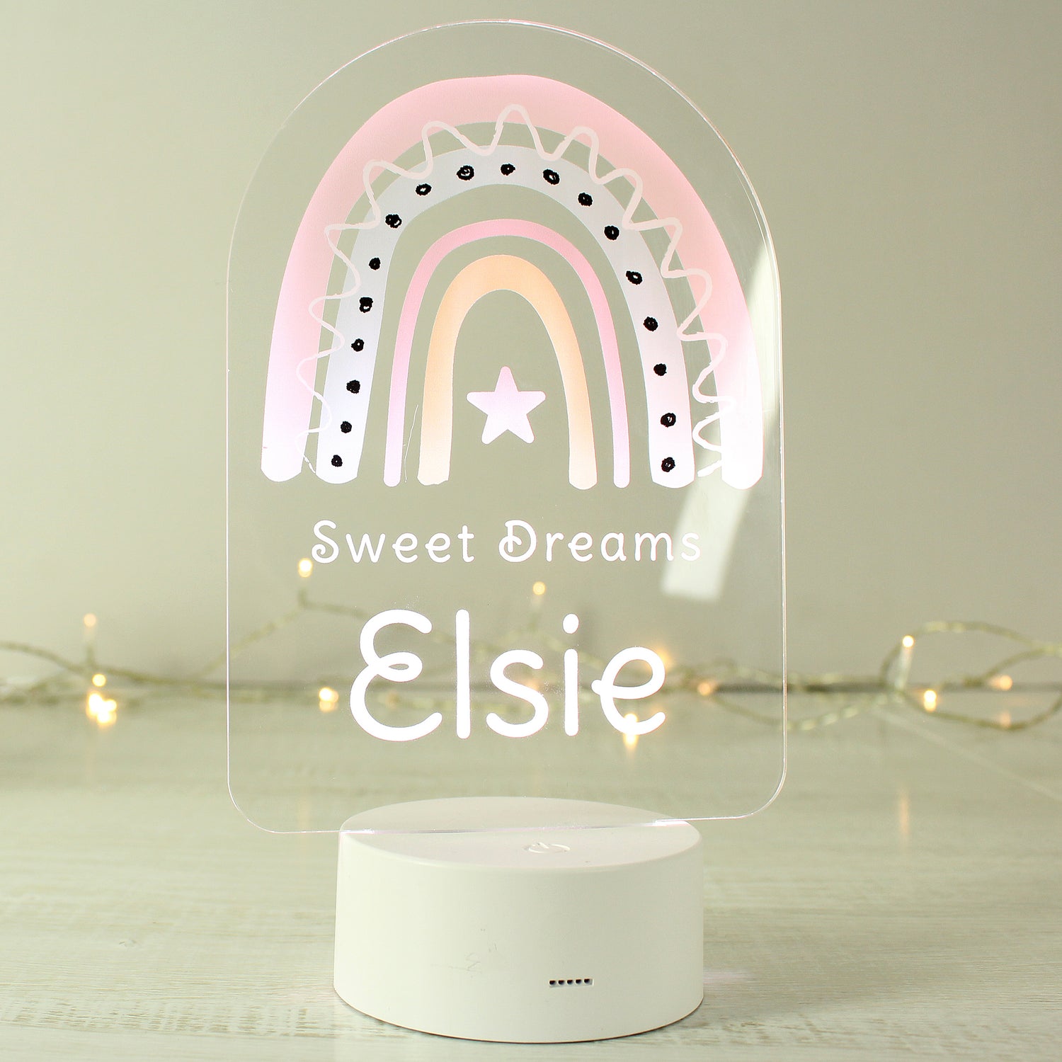 Personalised Pink Rainbow LED Colour Changing Night Light - gift & personalise