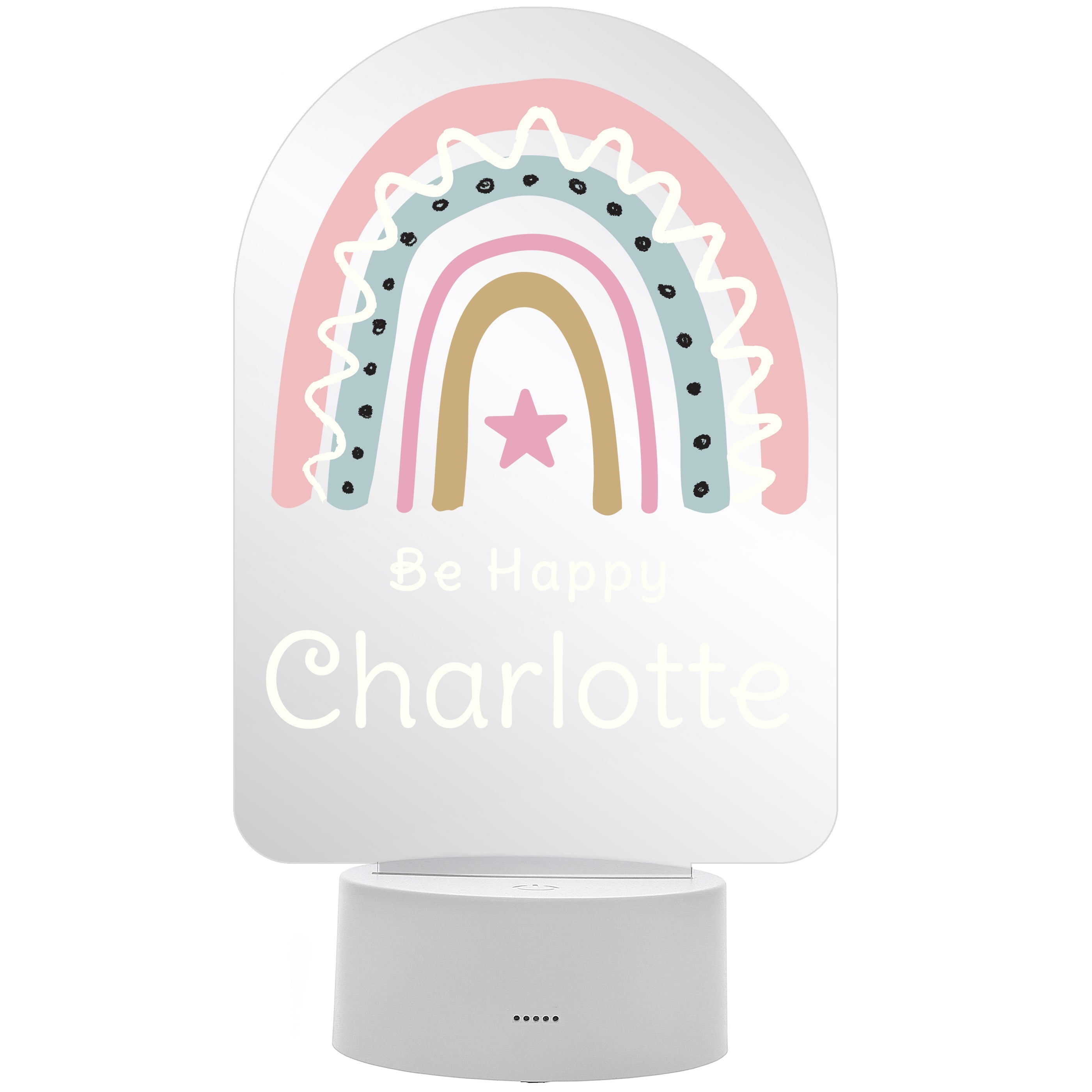 Personalised Pink Rainbow LED Colour Changing Night Light - gift & personalise