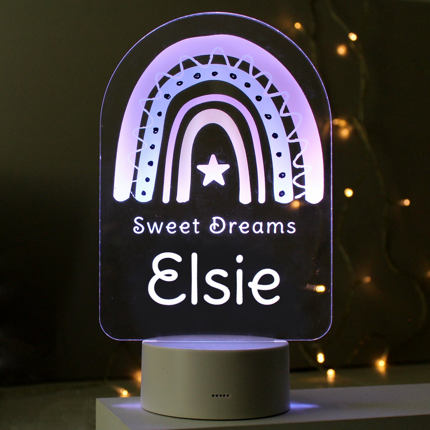 Personalised Pink Rainbow LED Colour Changing Night Light - gift & personalise