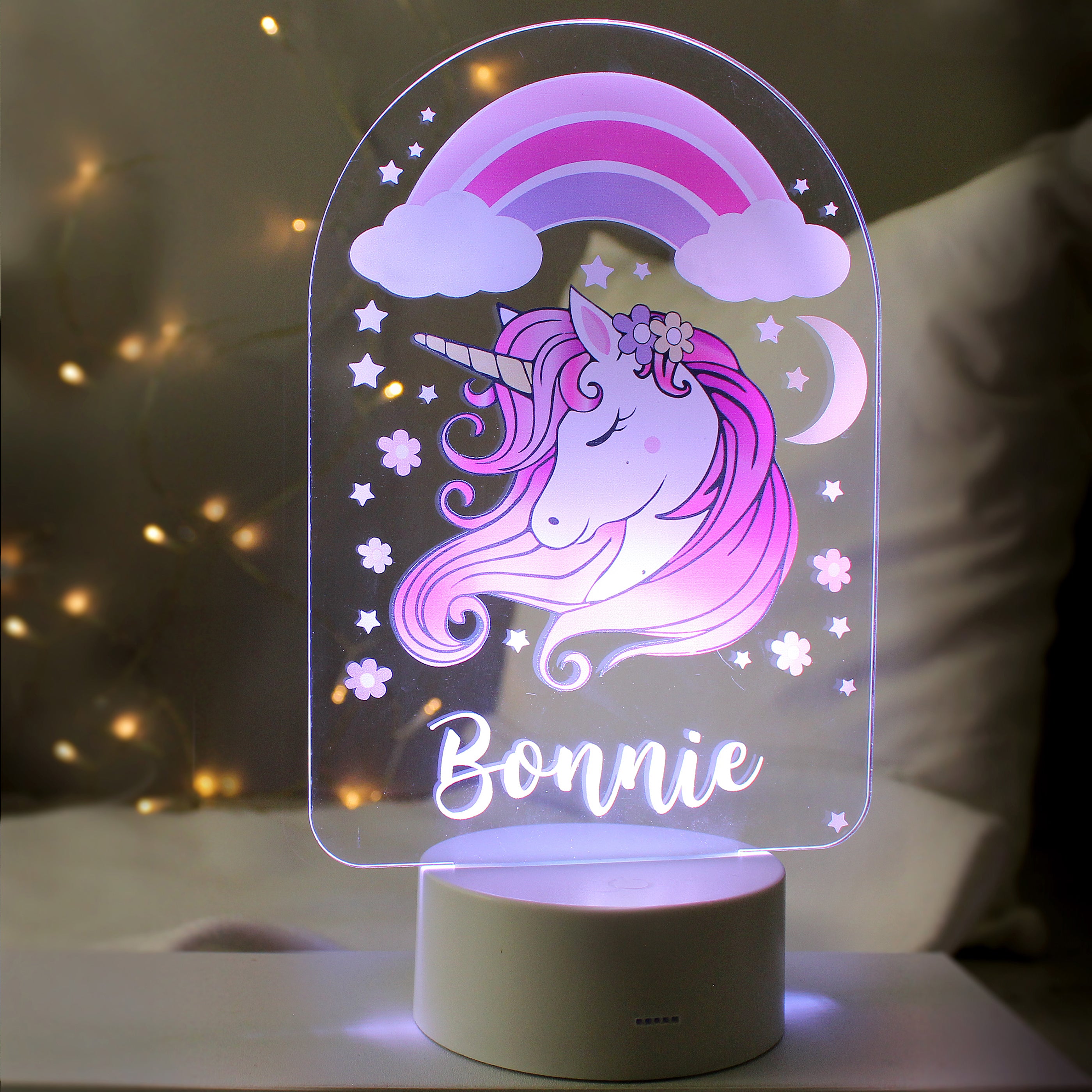 Personalised Pink Unicorn LED Colour Changing Night Light - gift & personalise