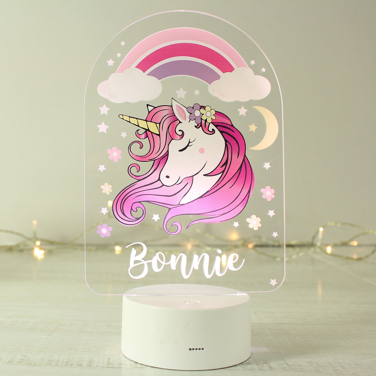 Personalised Pink Unicorn LED Colour Changing Night Light - gift & personalise