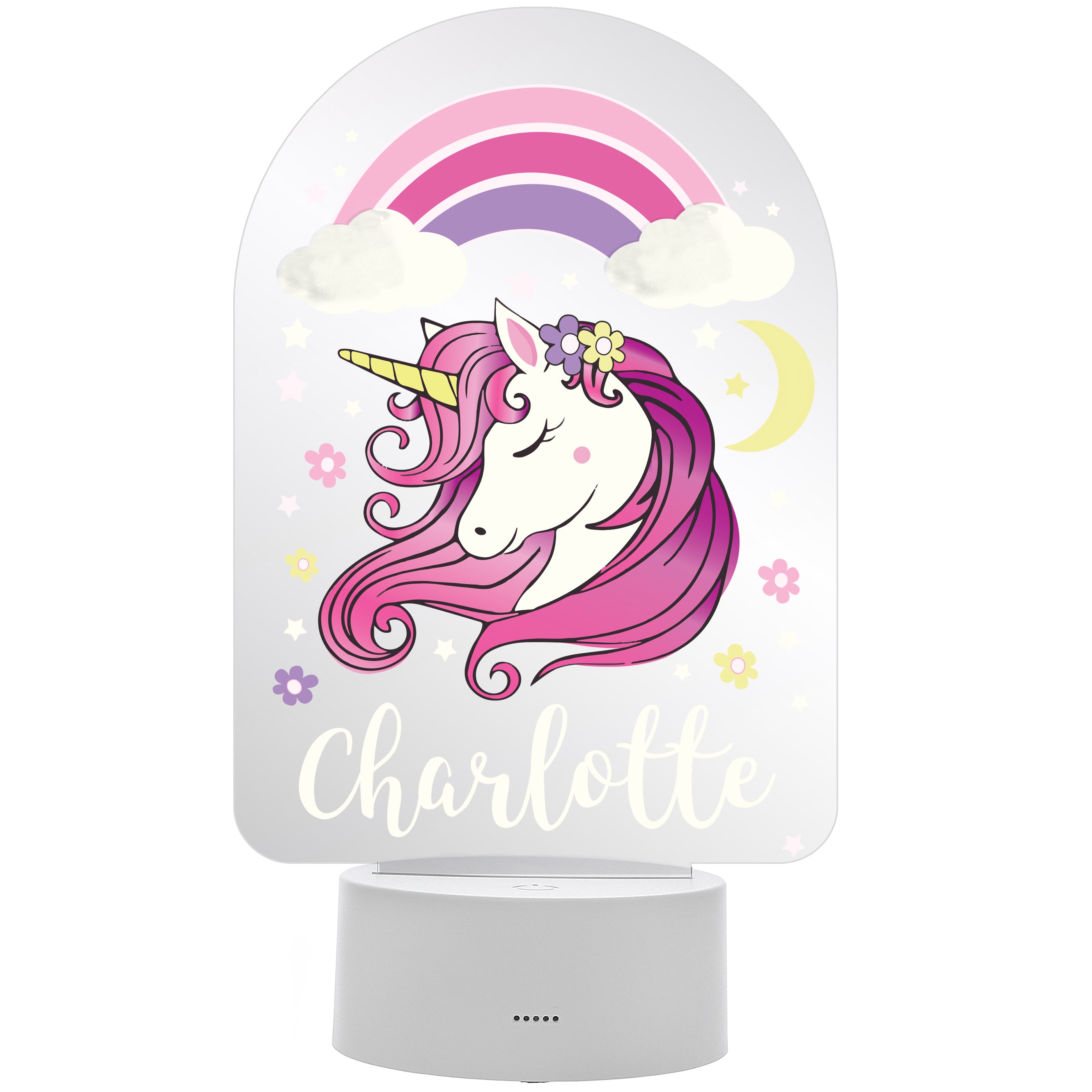 Personalised Pink Unicorn LED Colour Changing Night Light - gift & personalise