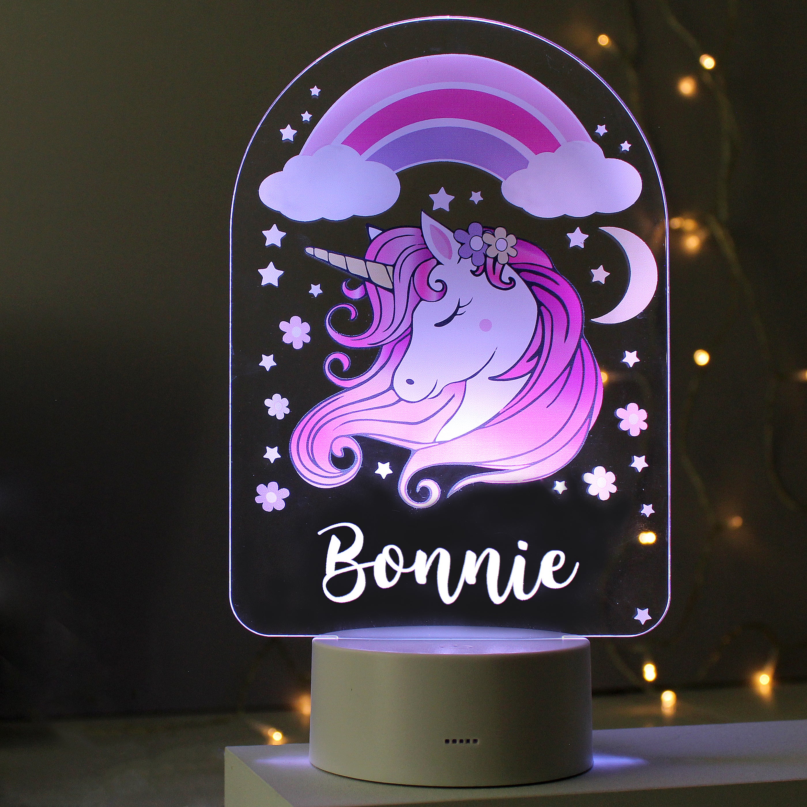 Personalised Pink Unicorn LED Colour Changing Night Light - gift & personalise