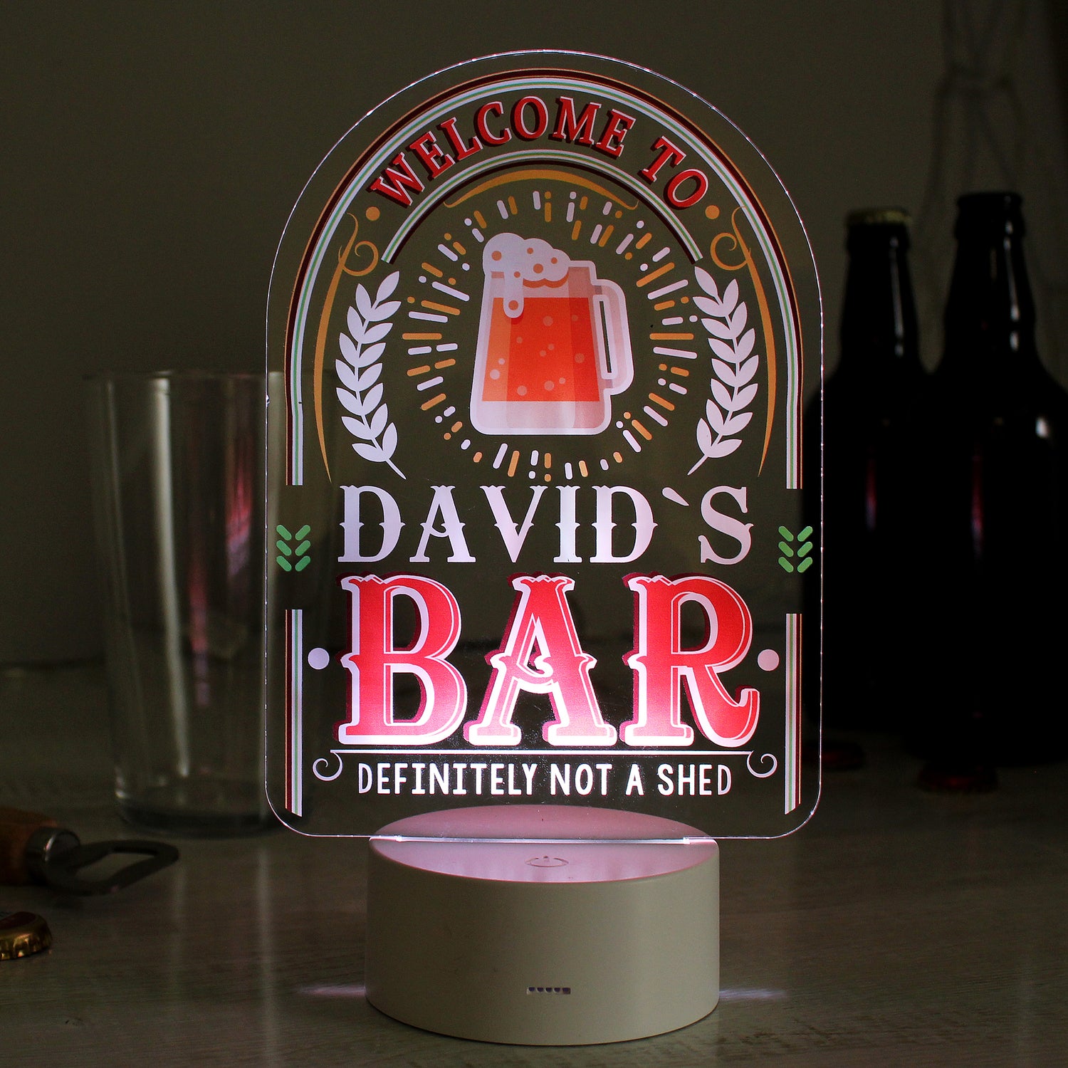 Personalised LED Colour Changing Bar Sign - gift & personalise