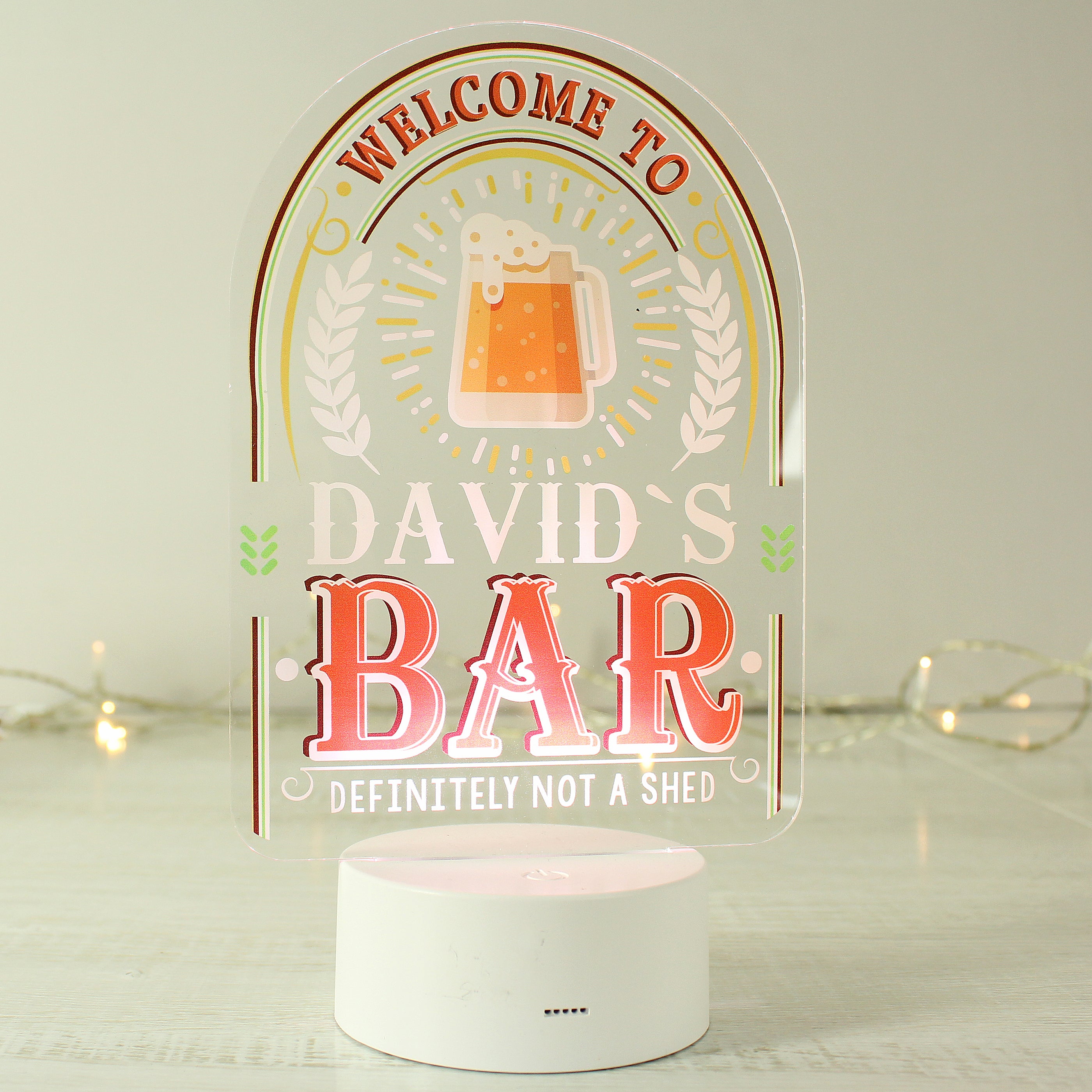 Personalised LED Colour Changing Bar Sign - gift & personalise