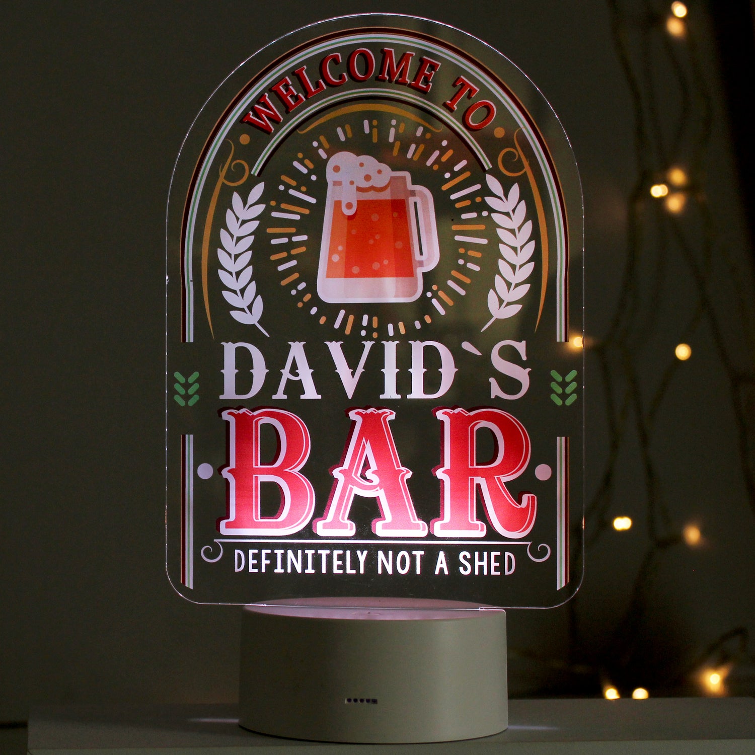 Personalised LED Colour Changing Bar Sign - gift & personalise