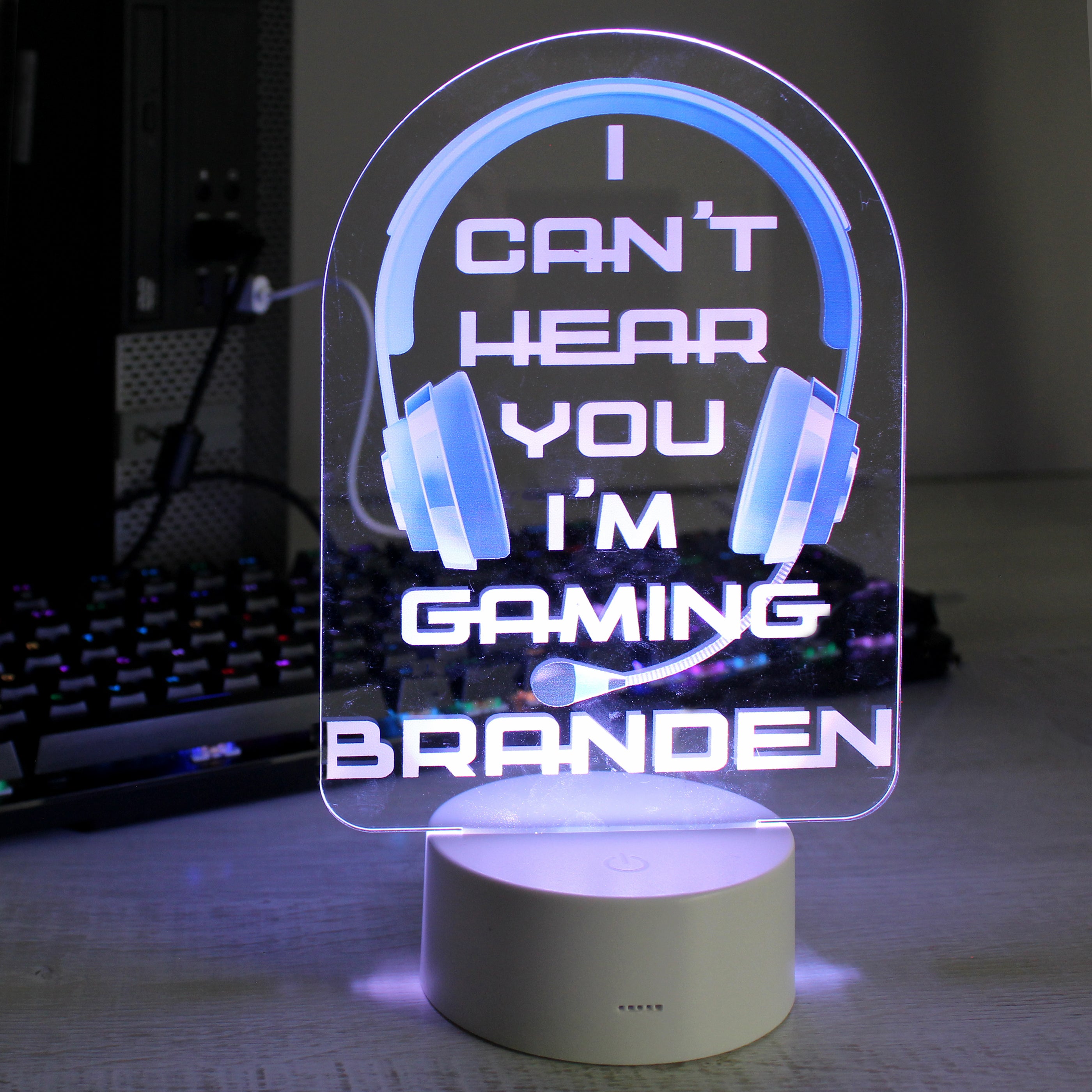 Personalised Blue Gaming LED Colour Changing Night Light - gift & personalise