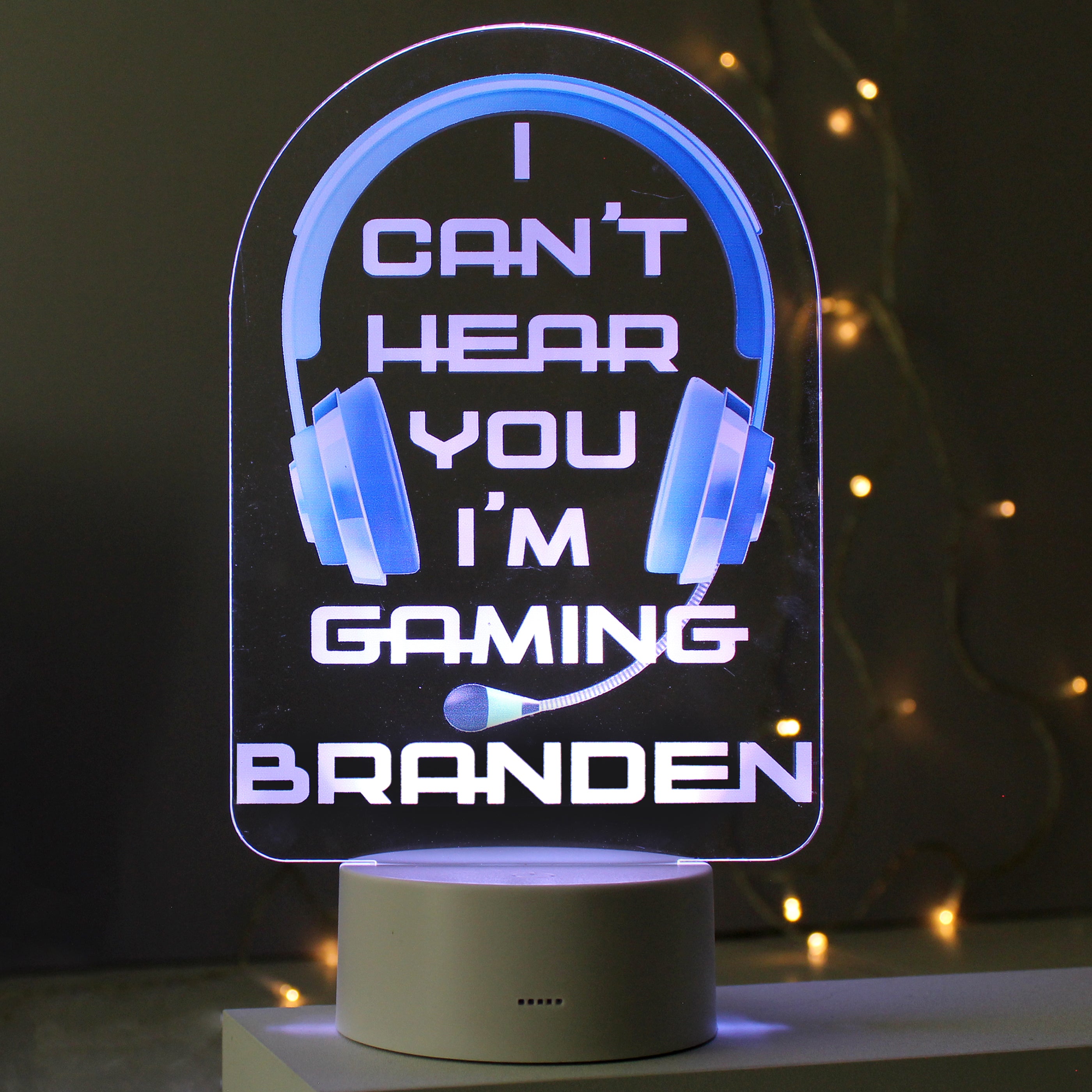 Personalised Blue Gaming LED Colour Changing Night Light - gift & personalise